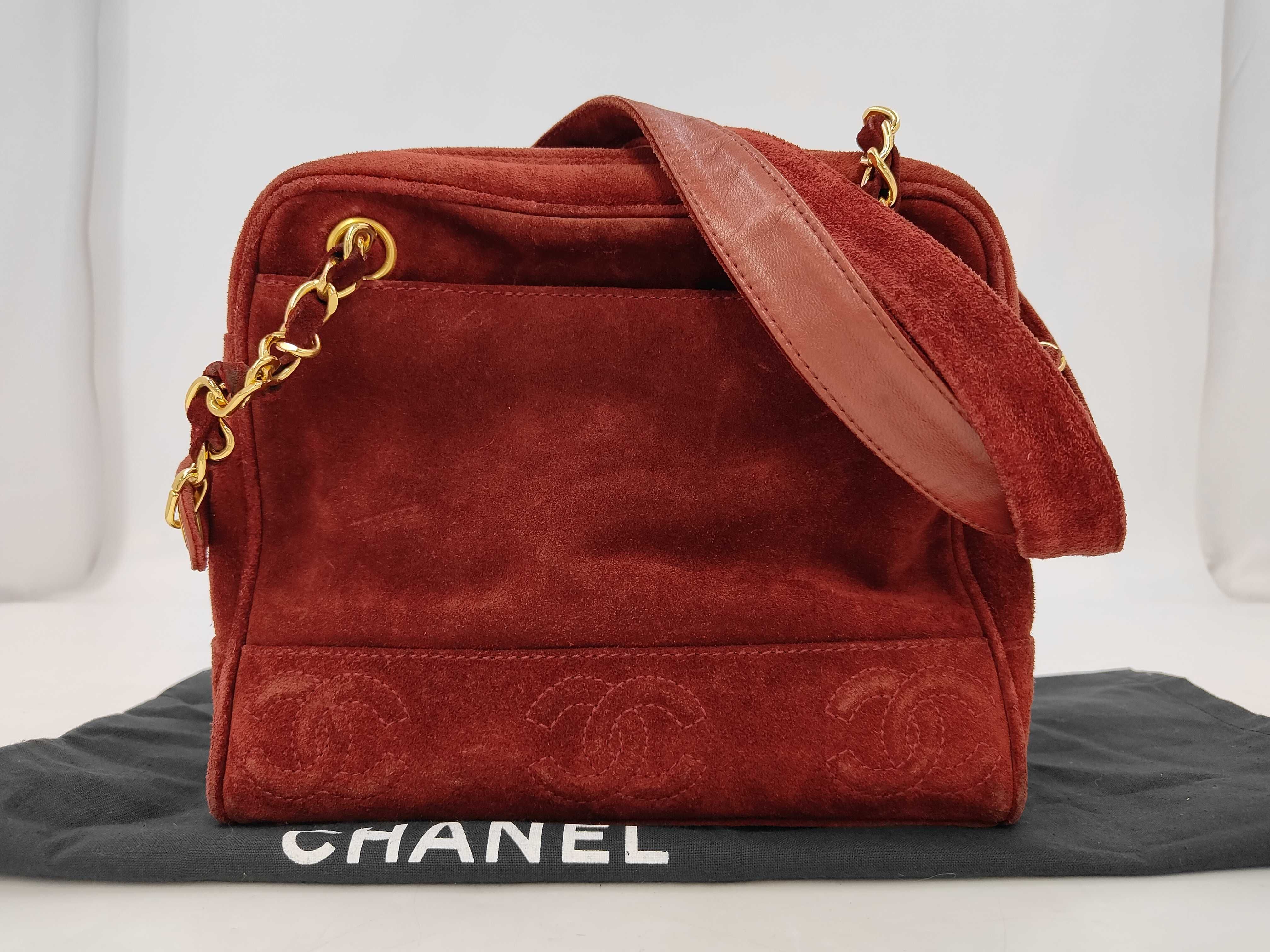 Triple Coco Suede Shoulder Bag, Bordeaux Tote Bag