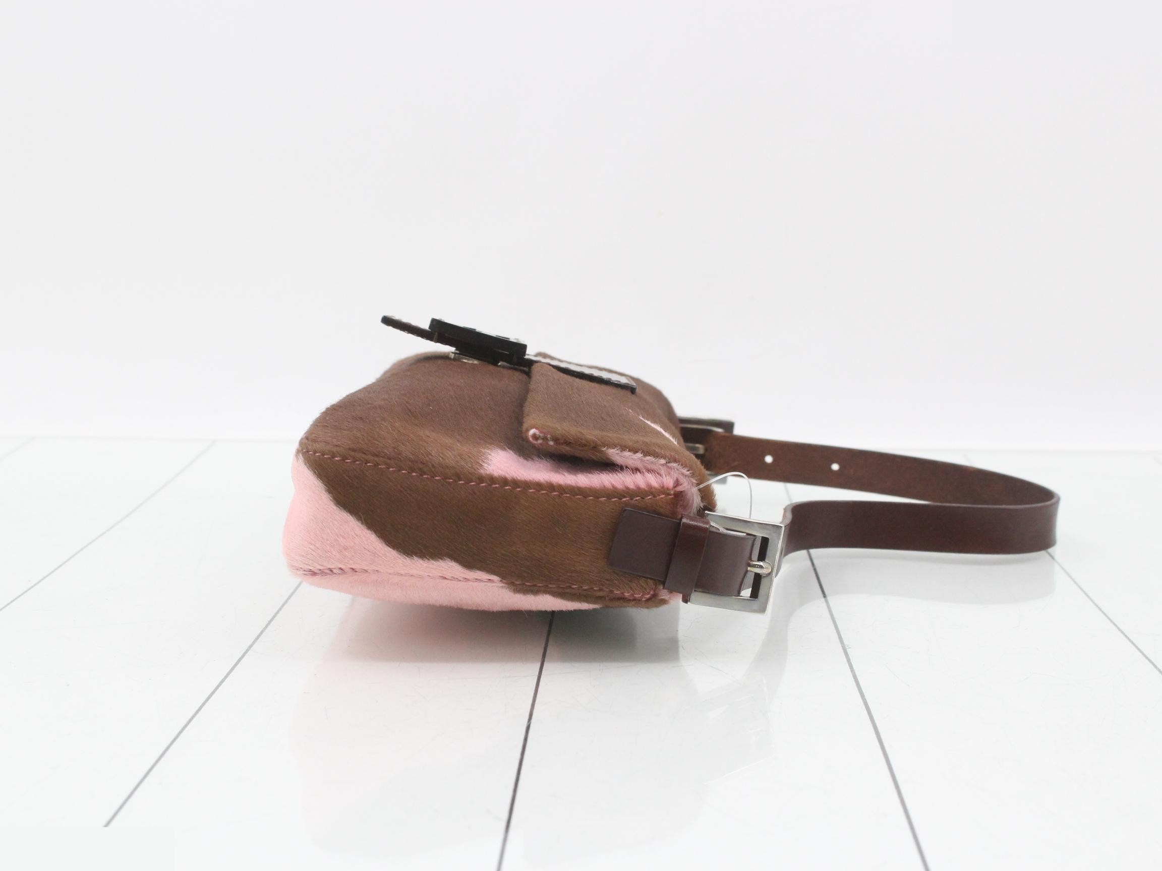 Mamma Bucket handbag, calfskin, brown and pink. — view 3