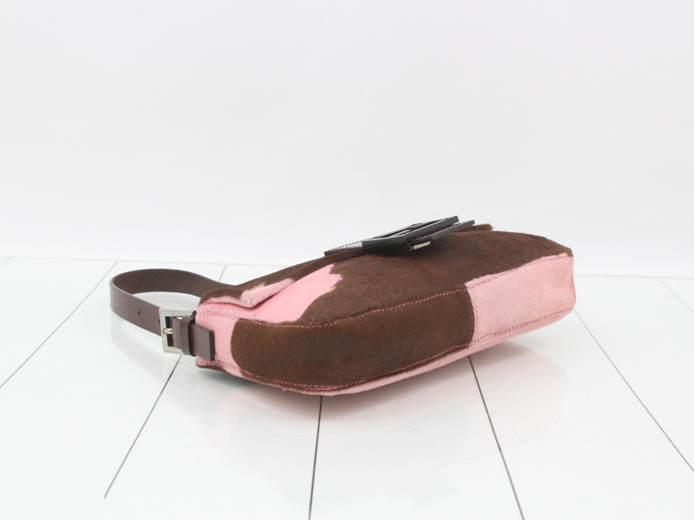 Mamma Bucket handbag, calfskin, brown and pink. — view 5