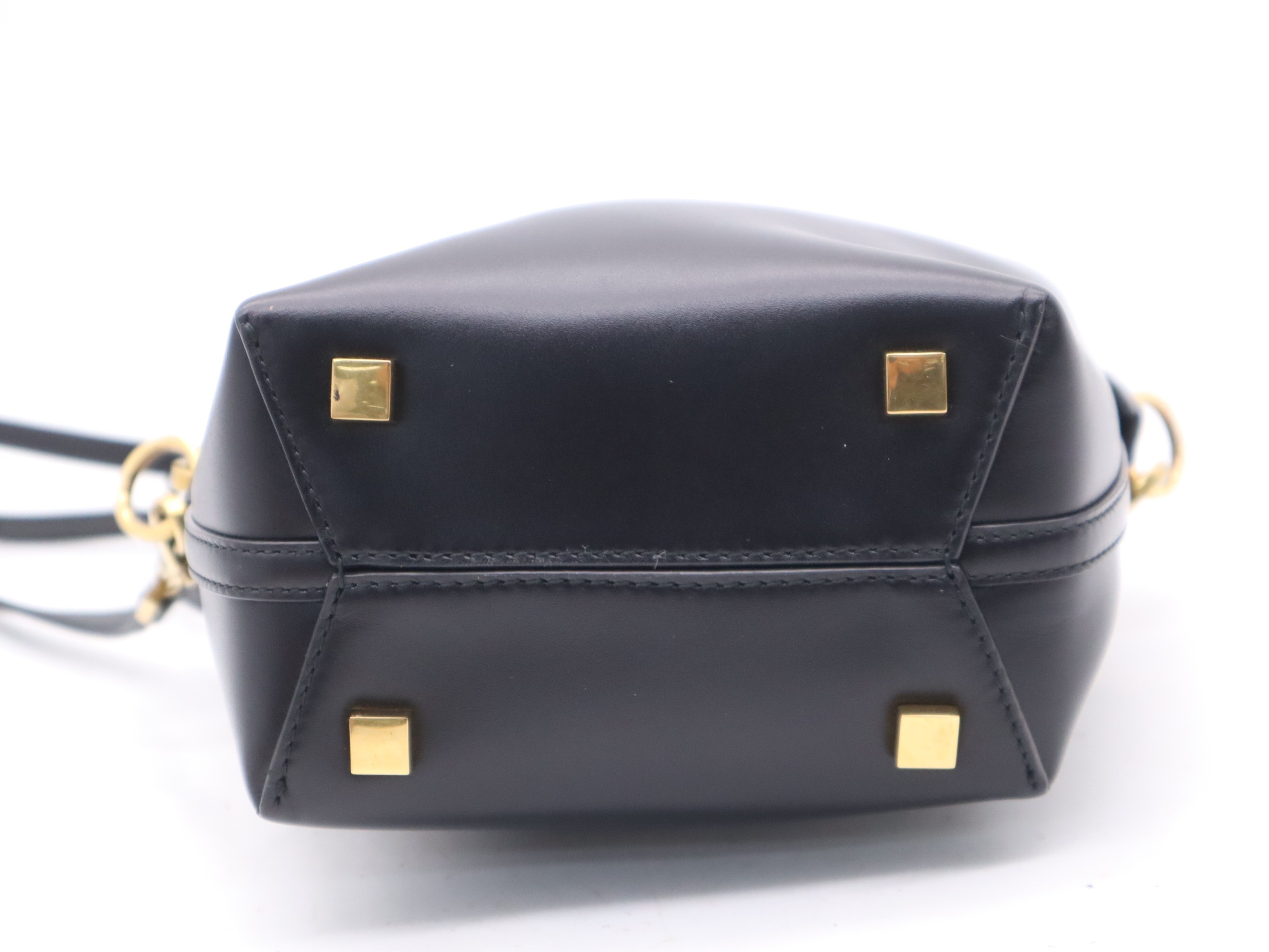 Leather YSL logo bucket bag, black, gold hardware, with shoulder strap. — view 4