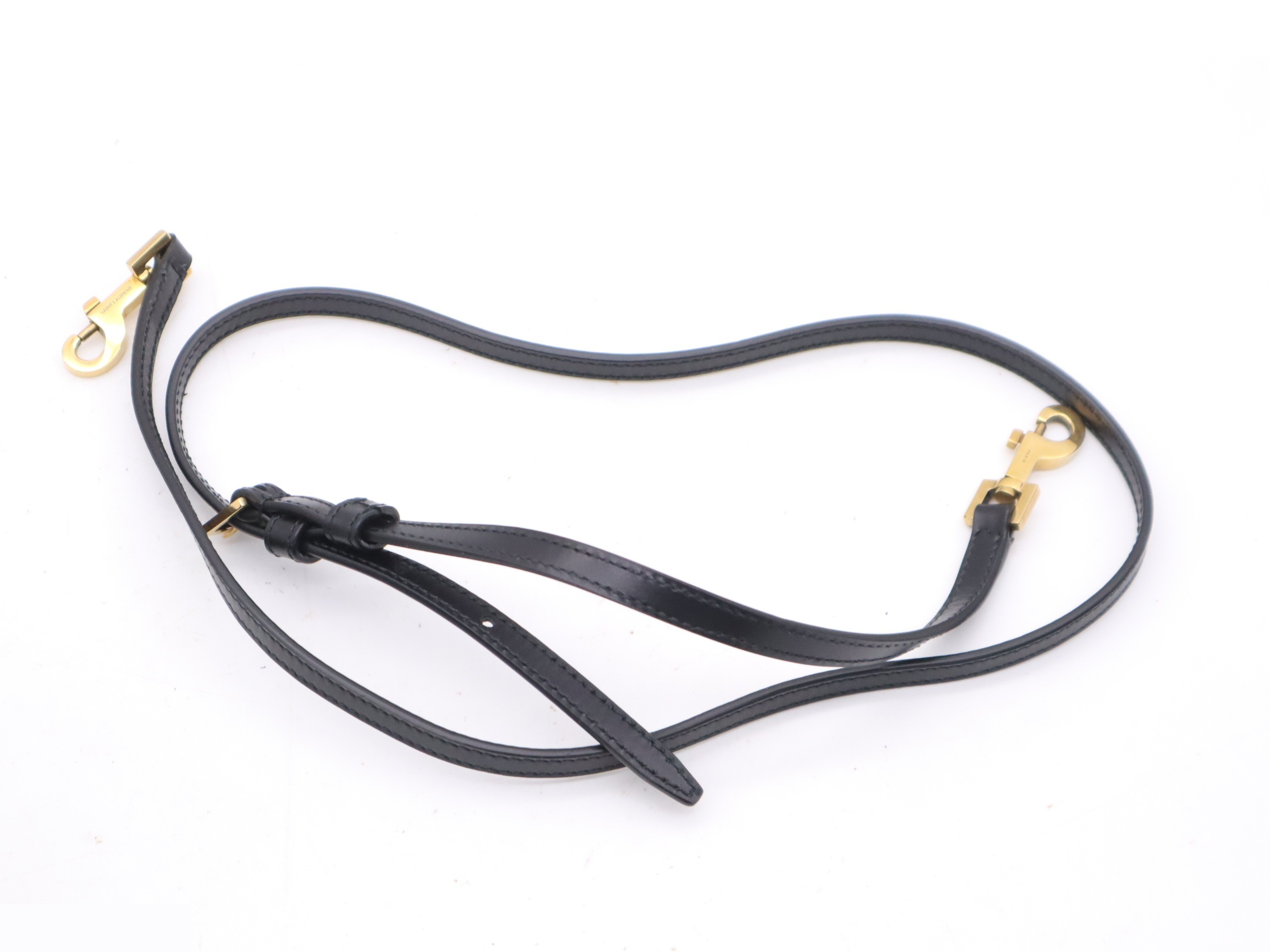 Leather YSL logo bucket bag, black, gold hardware, with shoulder strap. — view 8