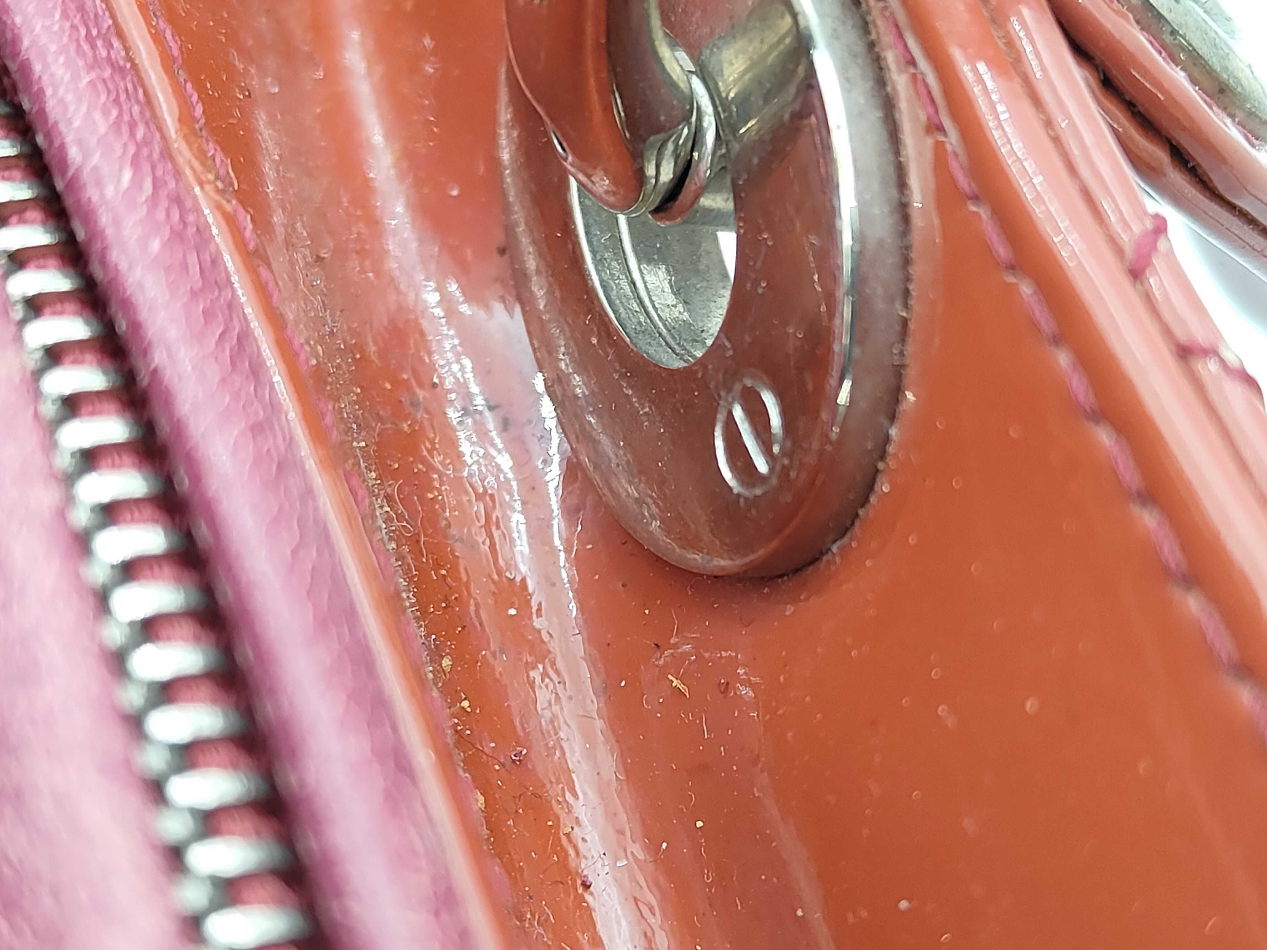 Christian 2-Way Handbag, Patent Leather, Red and Silver, Lady Dior Handbag — view 9