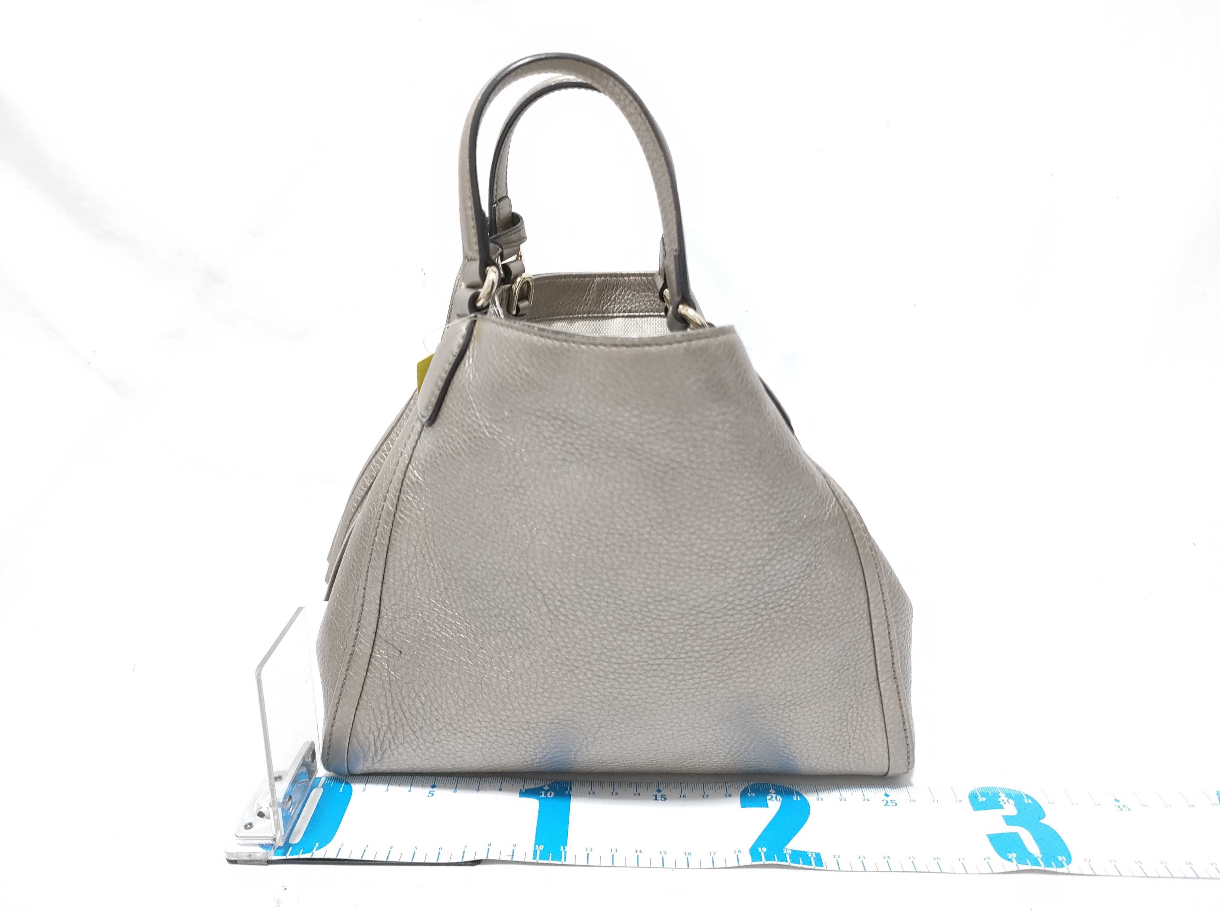 Soho Leather Tote Bag 336751 Gray Fringe Handbag — view 2