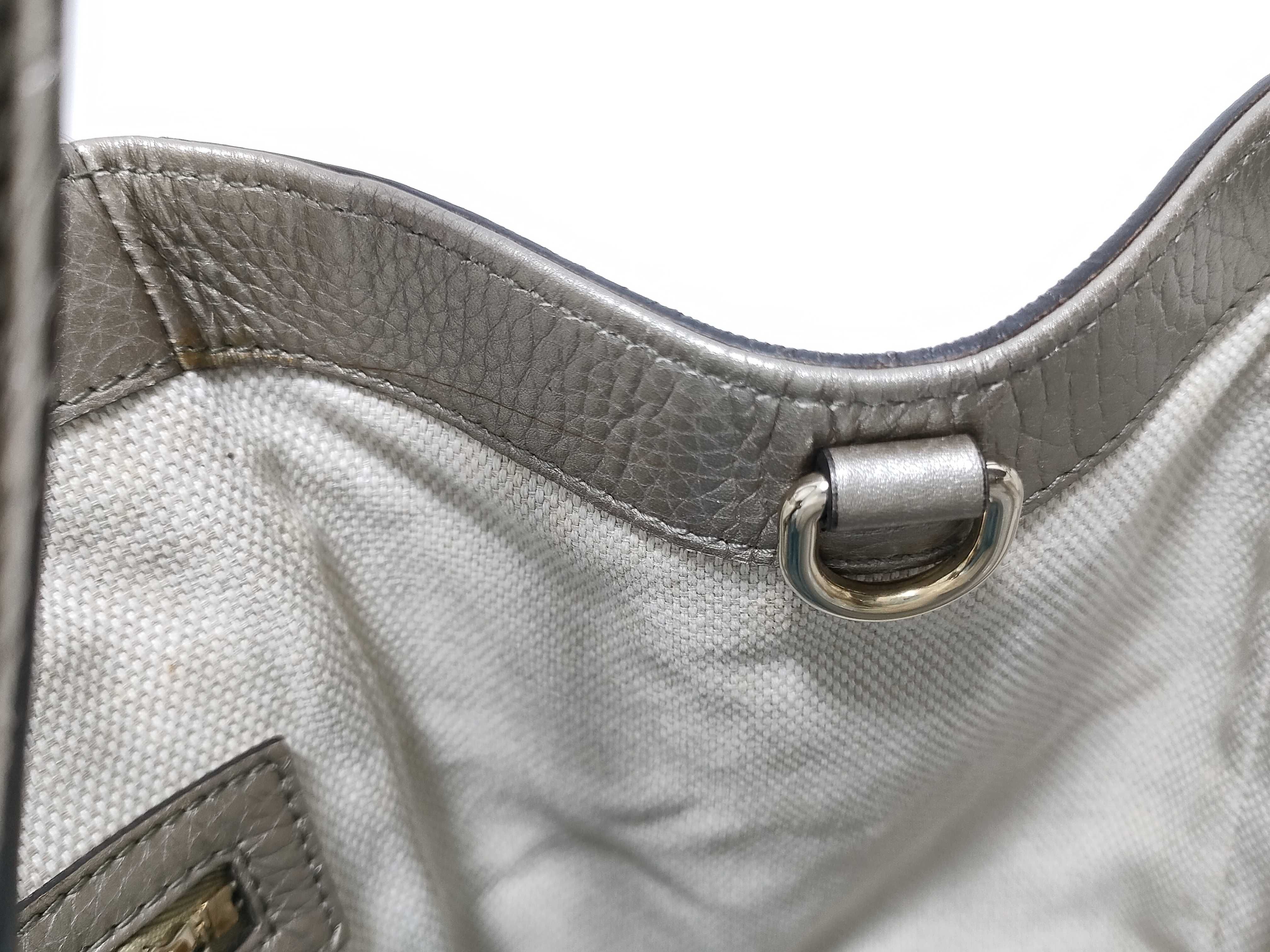 Soho Leather Tote Bag 336751 Gray Fringe Handbag — view 8