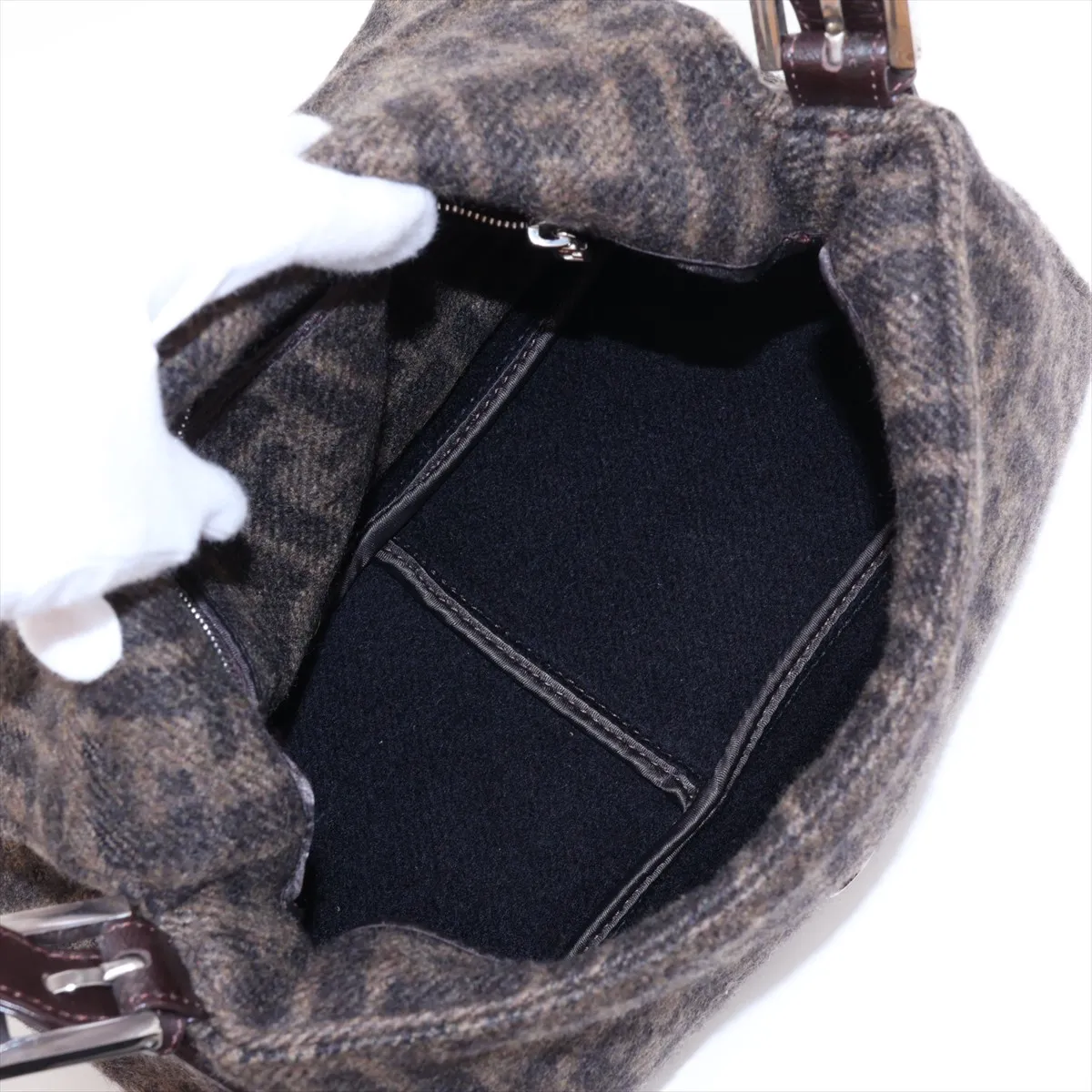Zucca Mamma Bucket Wool Shoulder Bag Brown — view 7
