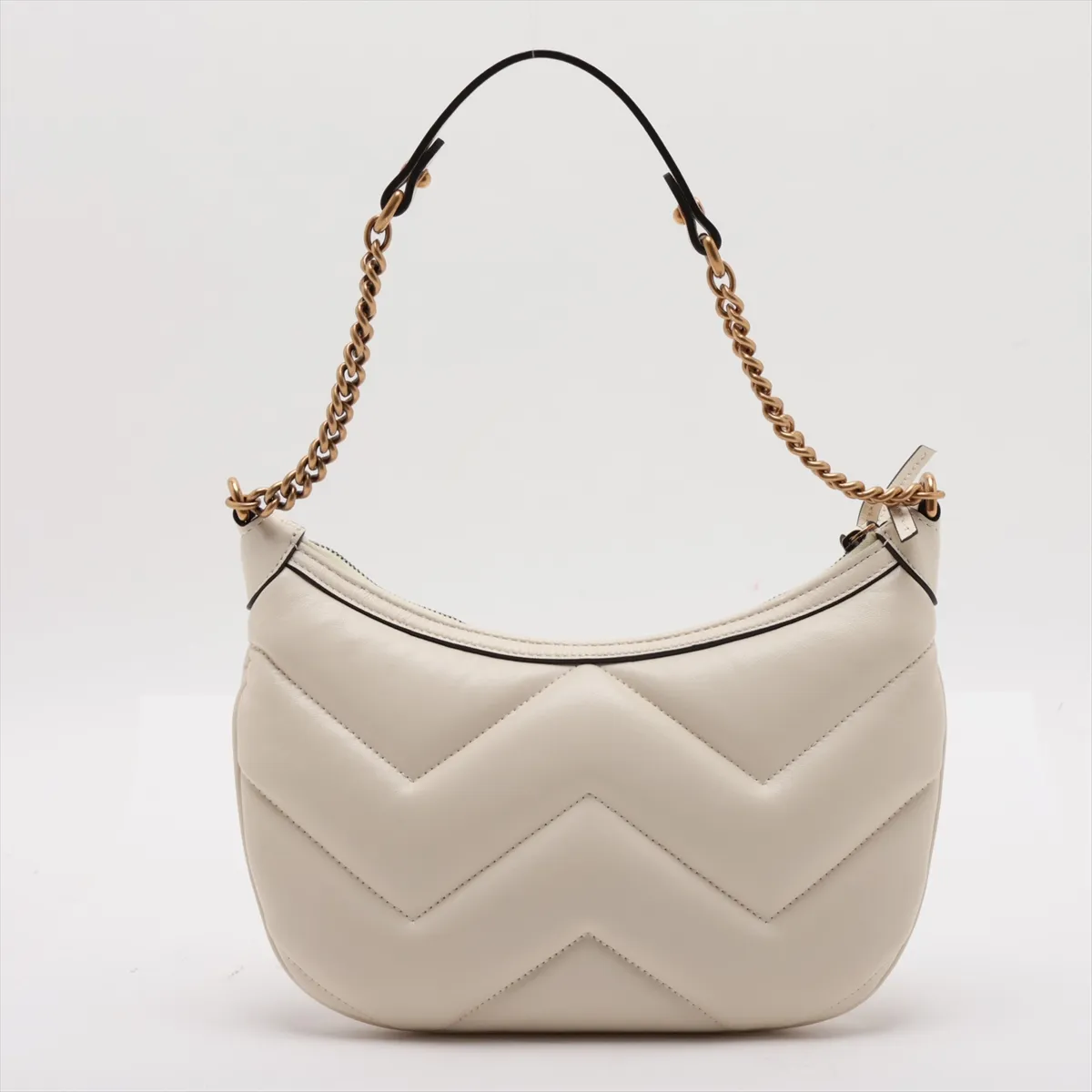 GG Marmont Leather Chain Shoulder Bag, White, 777263 — view 2