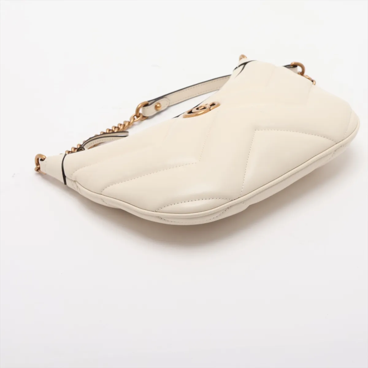GG Marmont Leather Chain Shoulder Bag, White, 777263 — view 4
