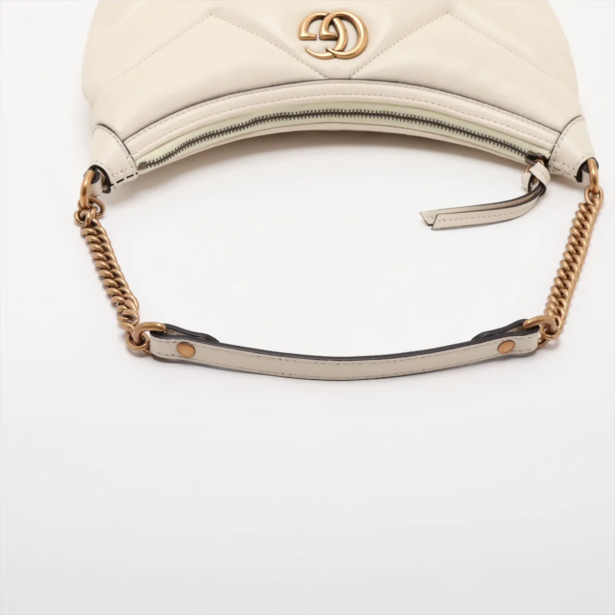 GG Marmont Leather Chain Shoulder Bag, White, 777263 — view 5