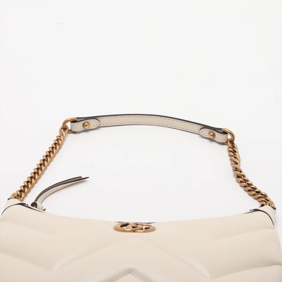 GG Marmont Leather Chain Shoulder Bag, White, 777263 — view 6