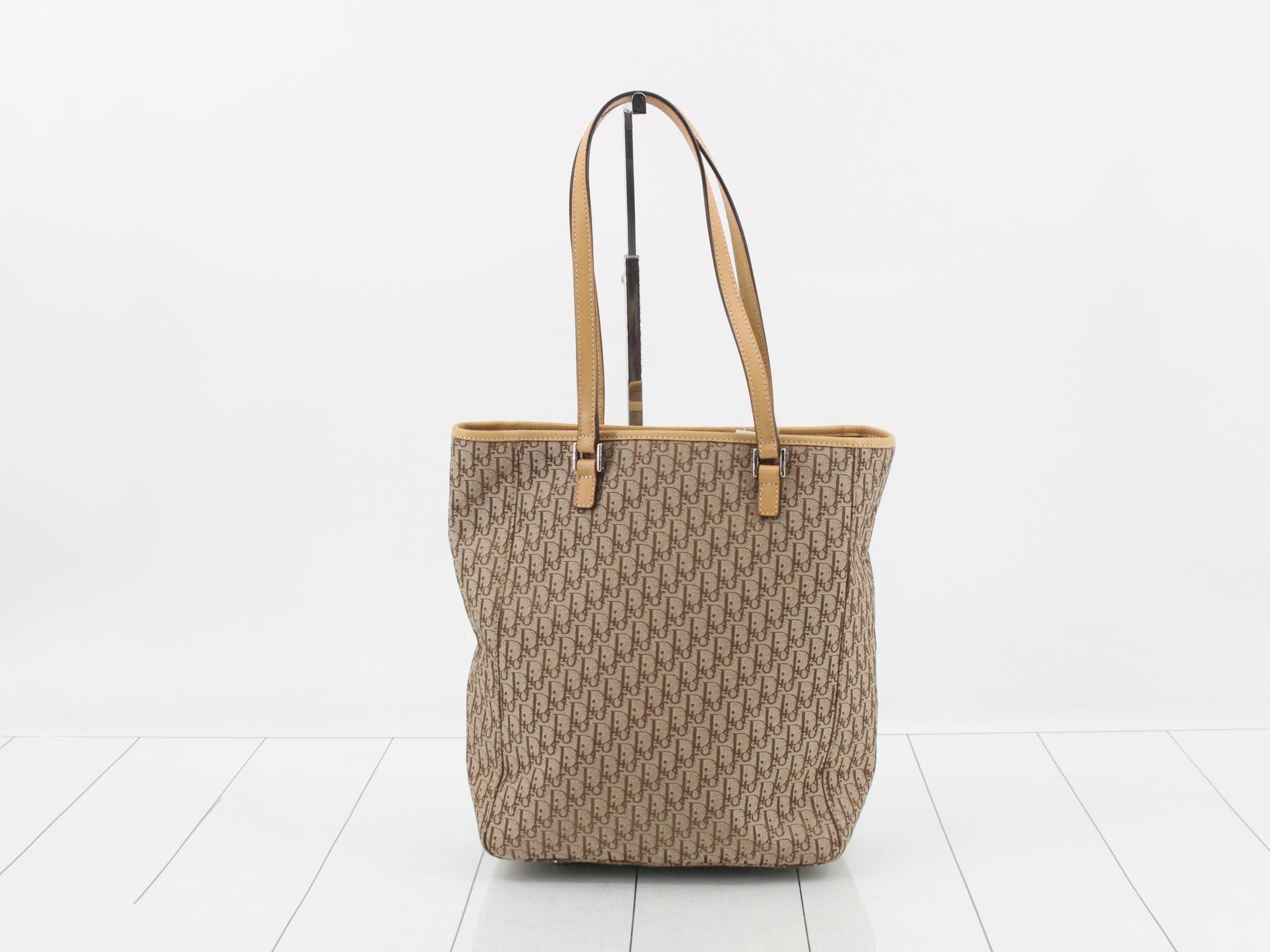 Trotter Tote Bag, Canvas/Leather, Brown — view 2
