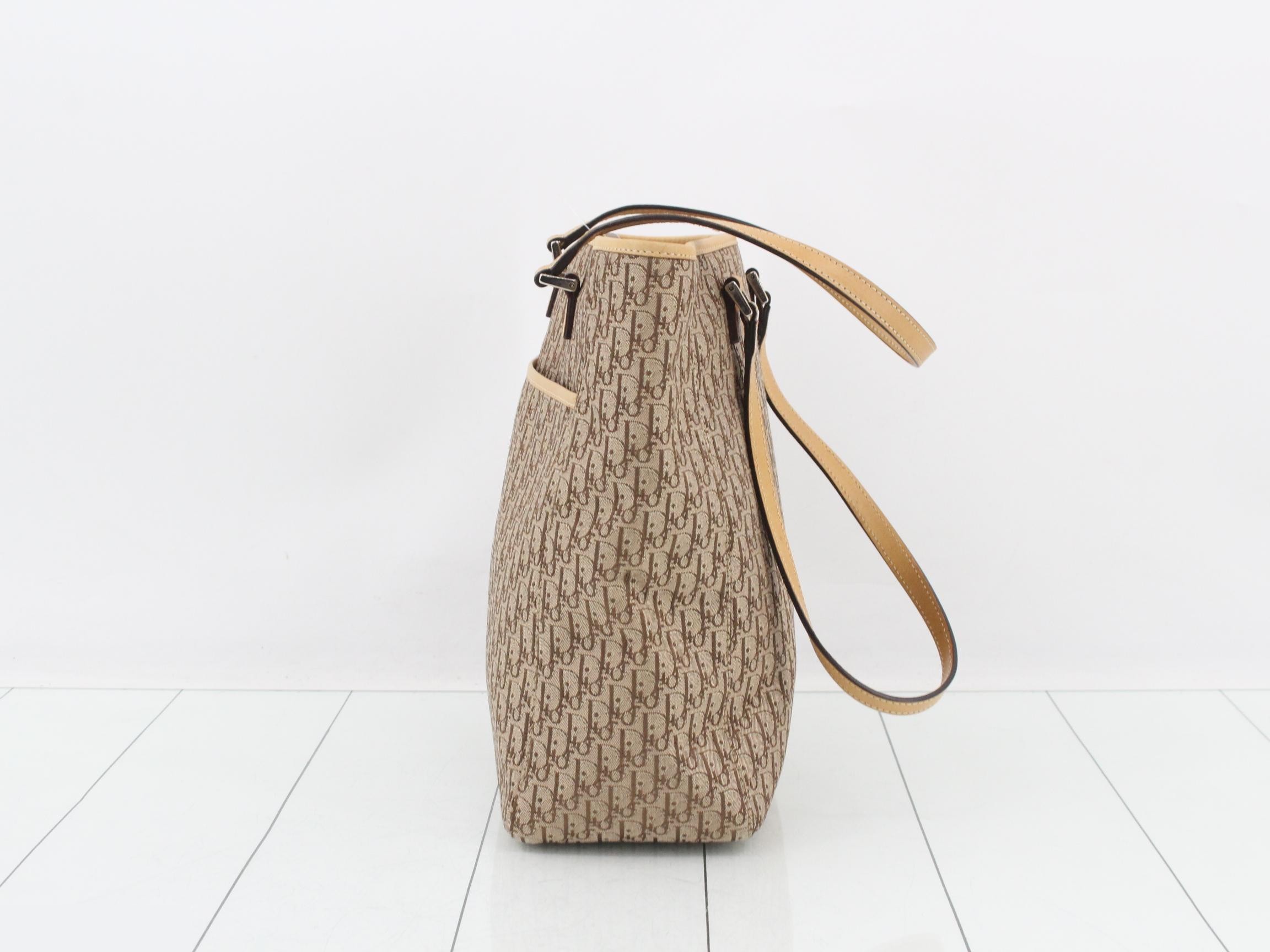 Trotter Tote Bag, Canvas/Leather, Brown — view 3