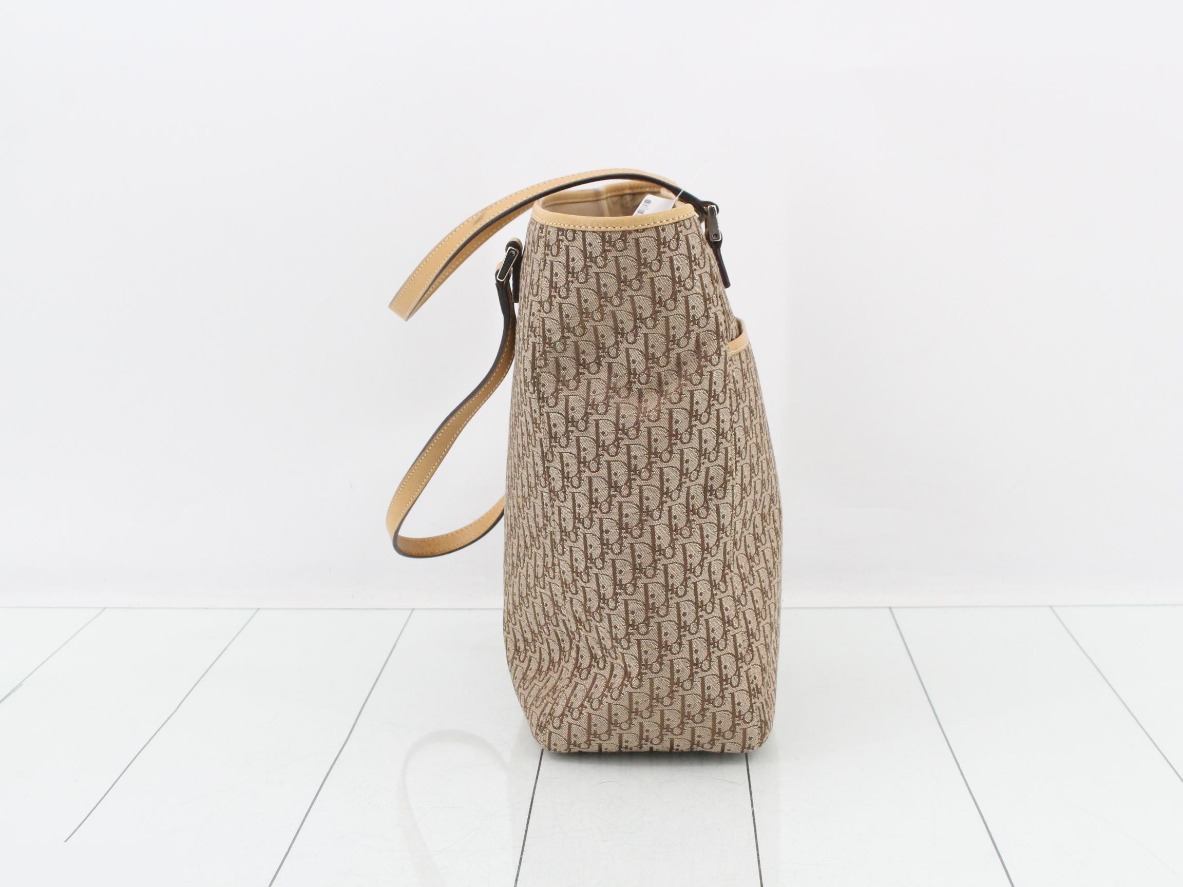 Trotter Tote Bag, Canvas/Leather, Brown — view 4