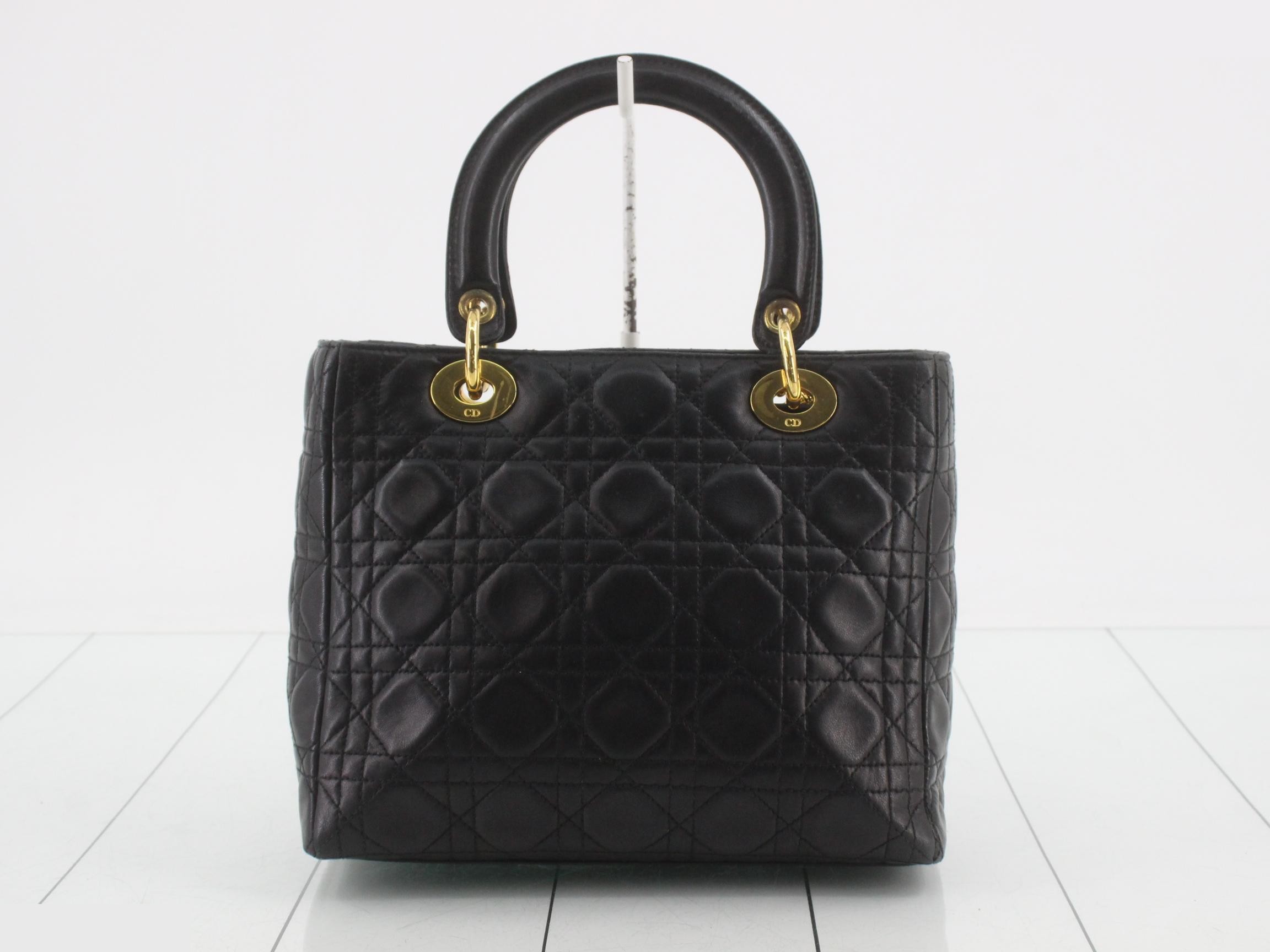 Lady Dior Canage Lambskin Handbag, Black — view 2