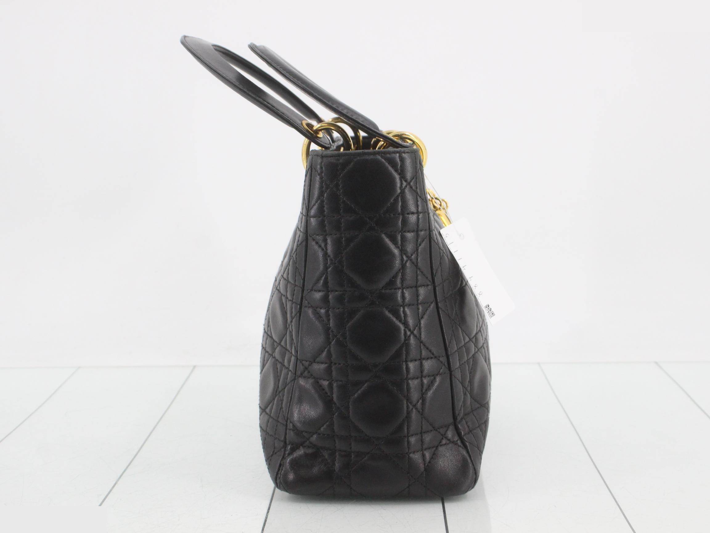 Lady Dior Canage Lambskin Handbag, Black — view 4