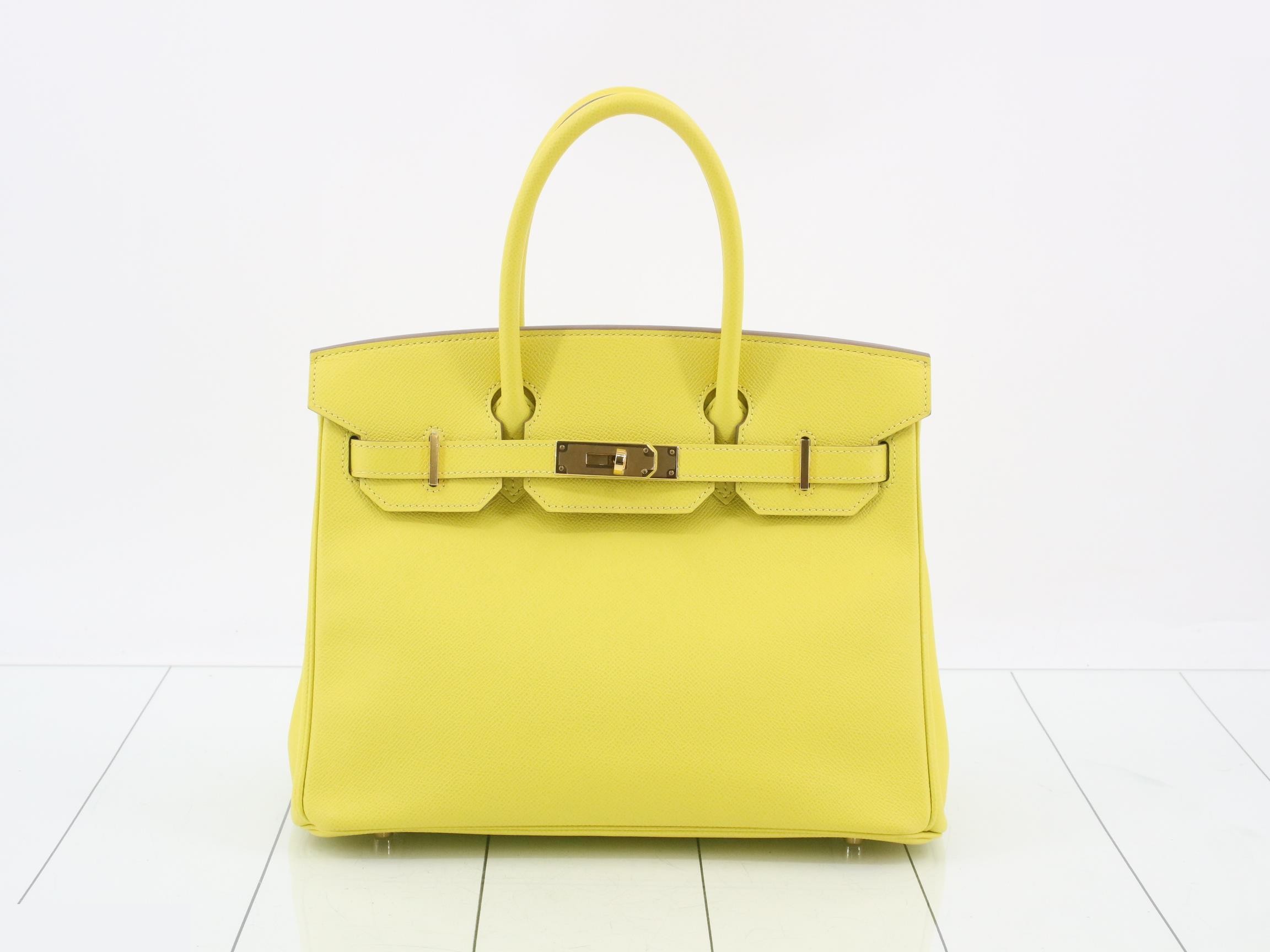 Birkin 30 Leather Handbag, Yellow