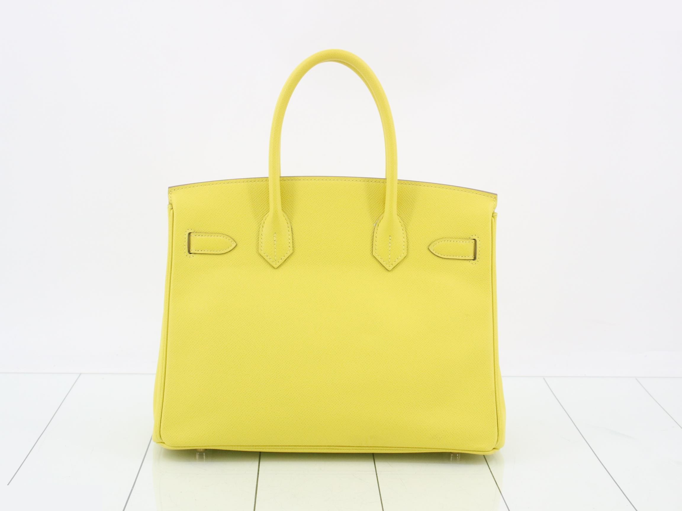 Birkin 30 Leather Handbag, Yellow — view 2