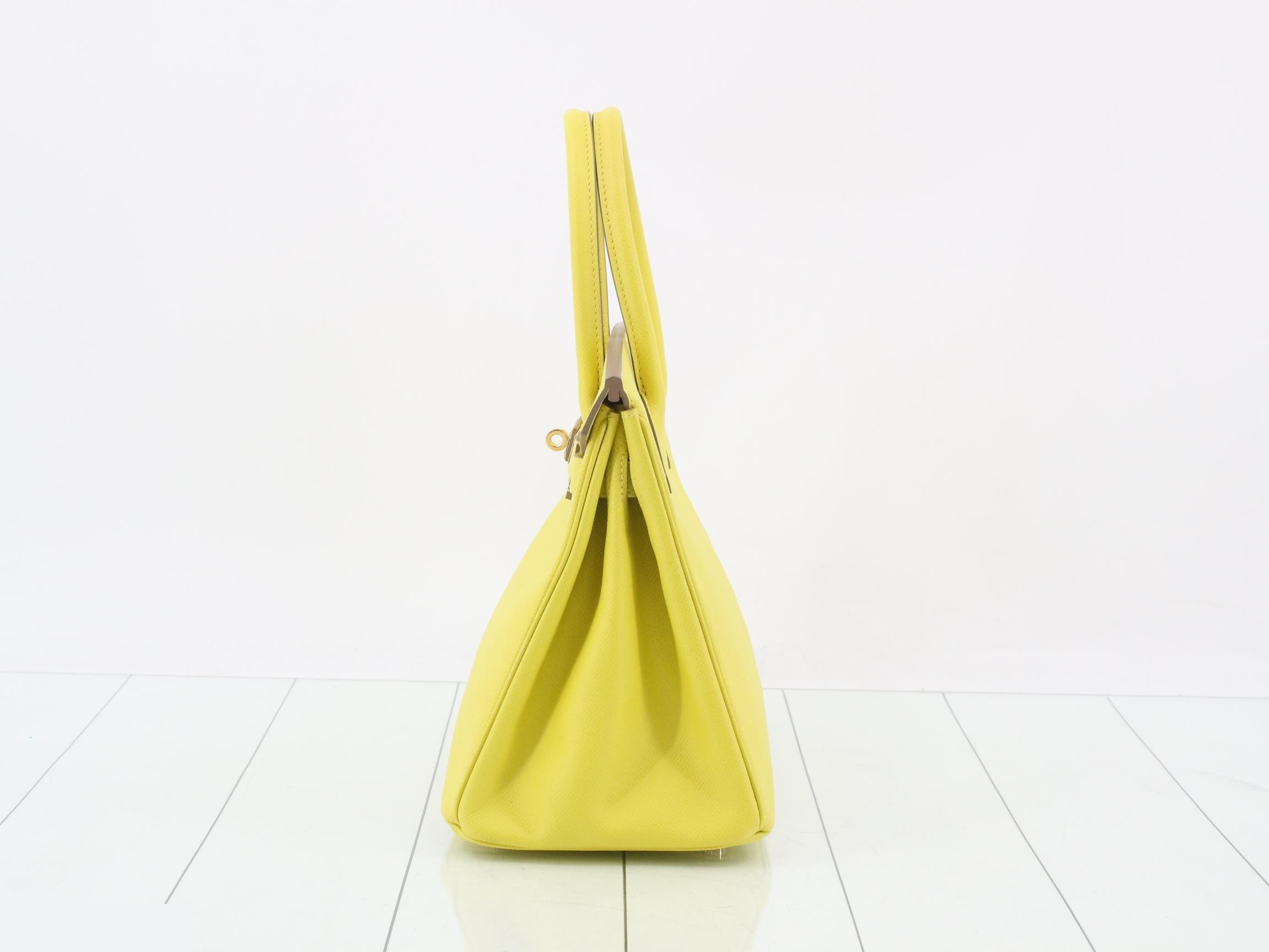 Birkin 30 Leather Handbag, Yellow — view 3