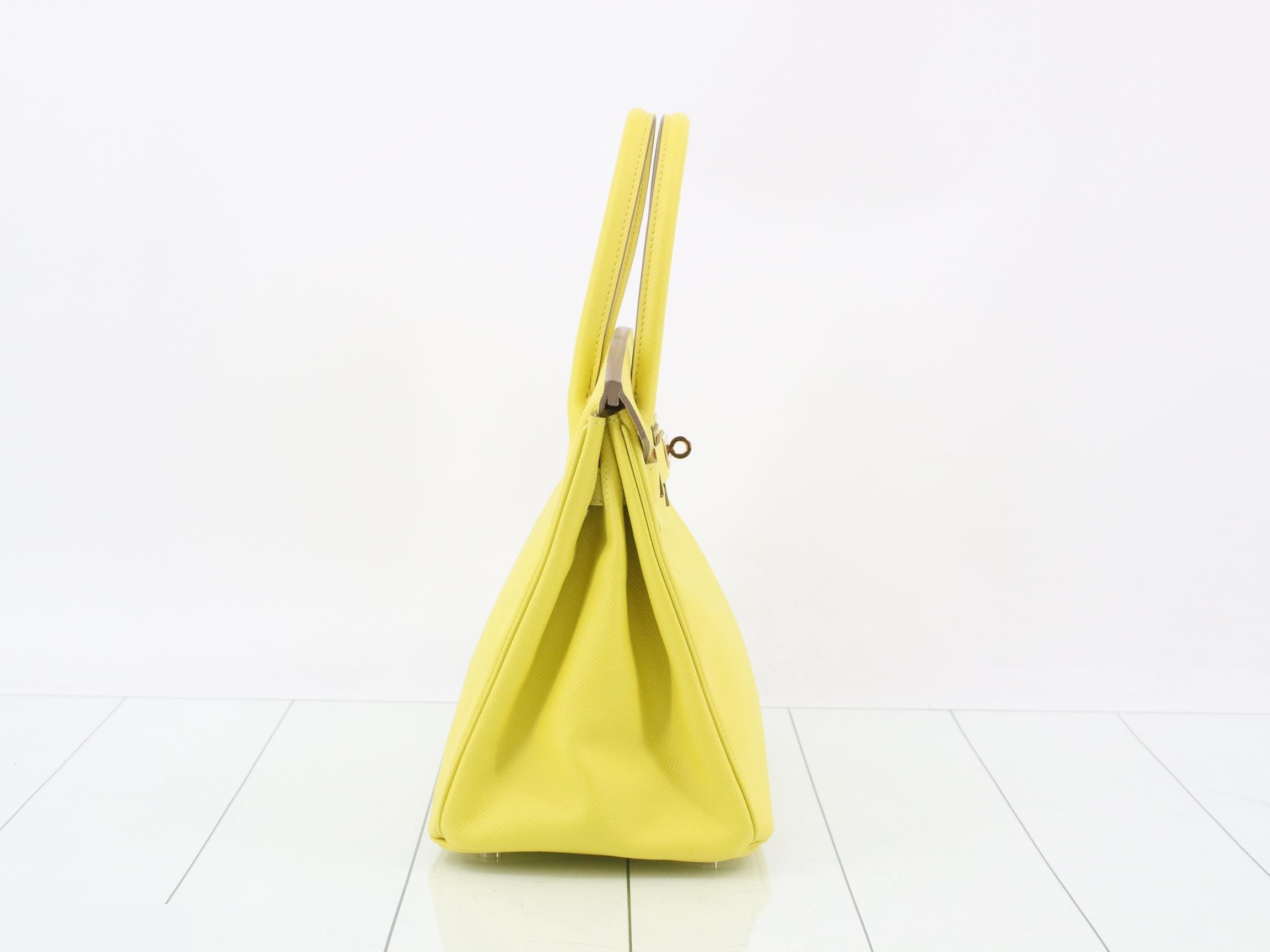 Birkin 30 Leather Handbag, Yellow — view 4