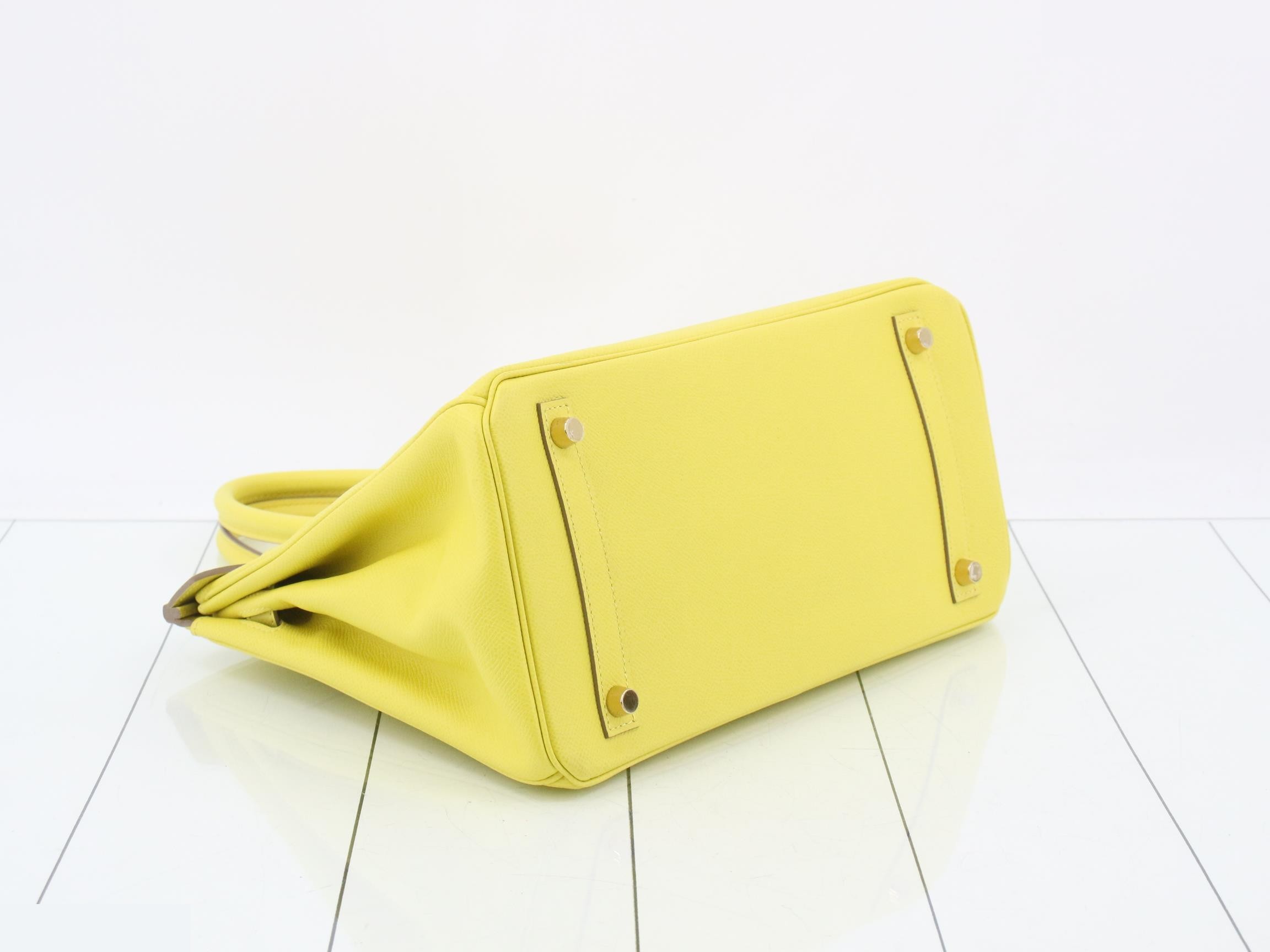 Birkin 30 Leather Handbag, Yellow — view 5