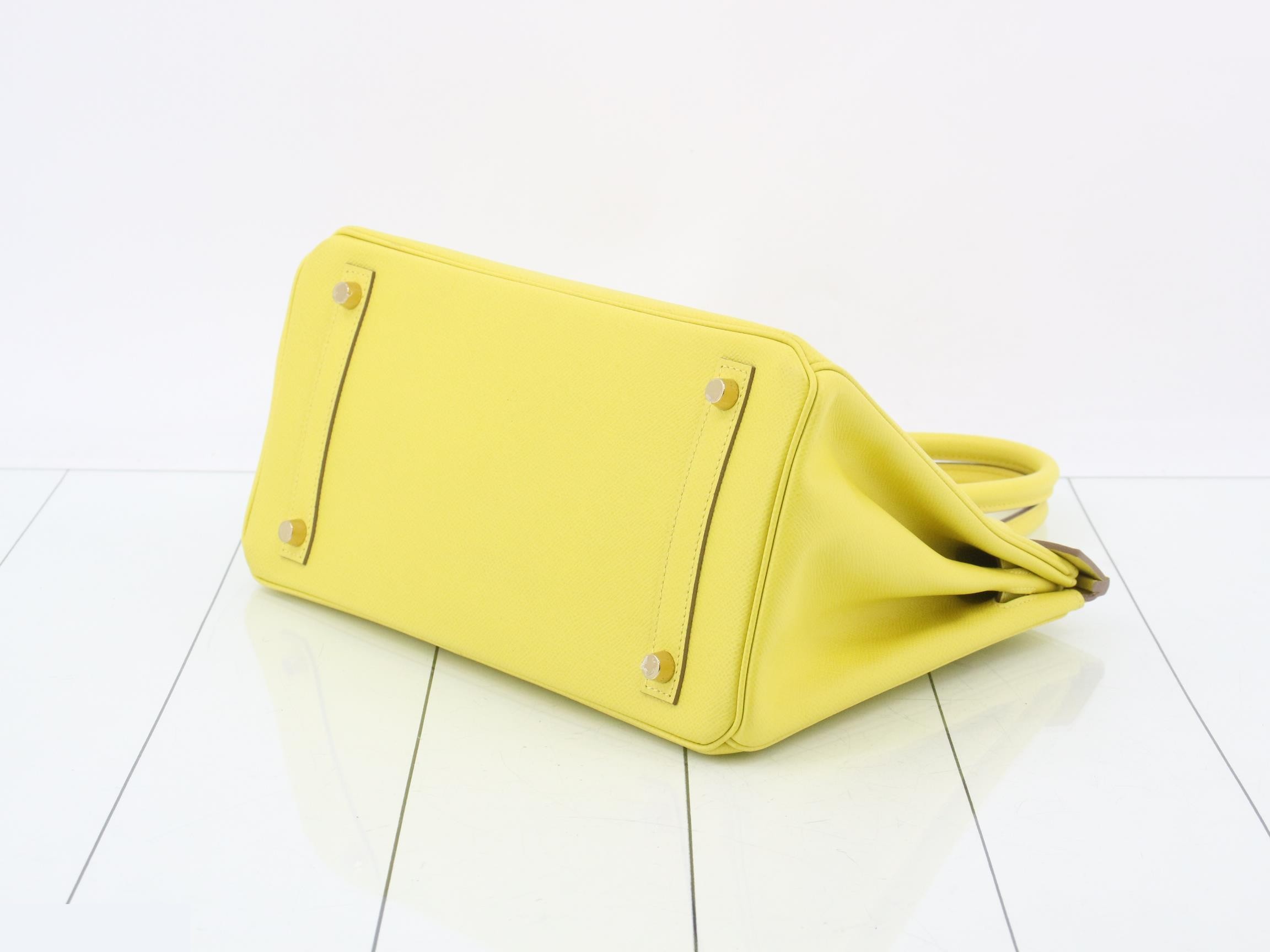 Birkin 30 Leather Handbag, Yellow — view 6