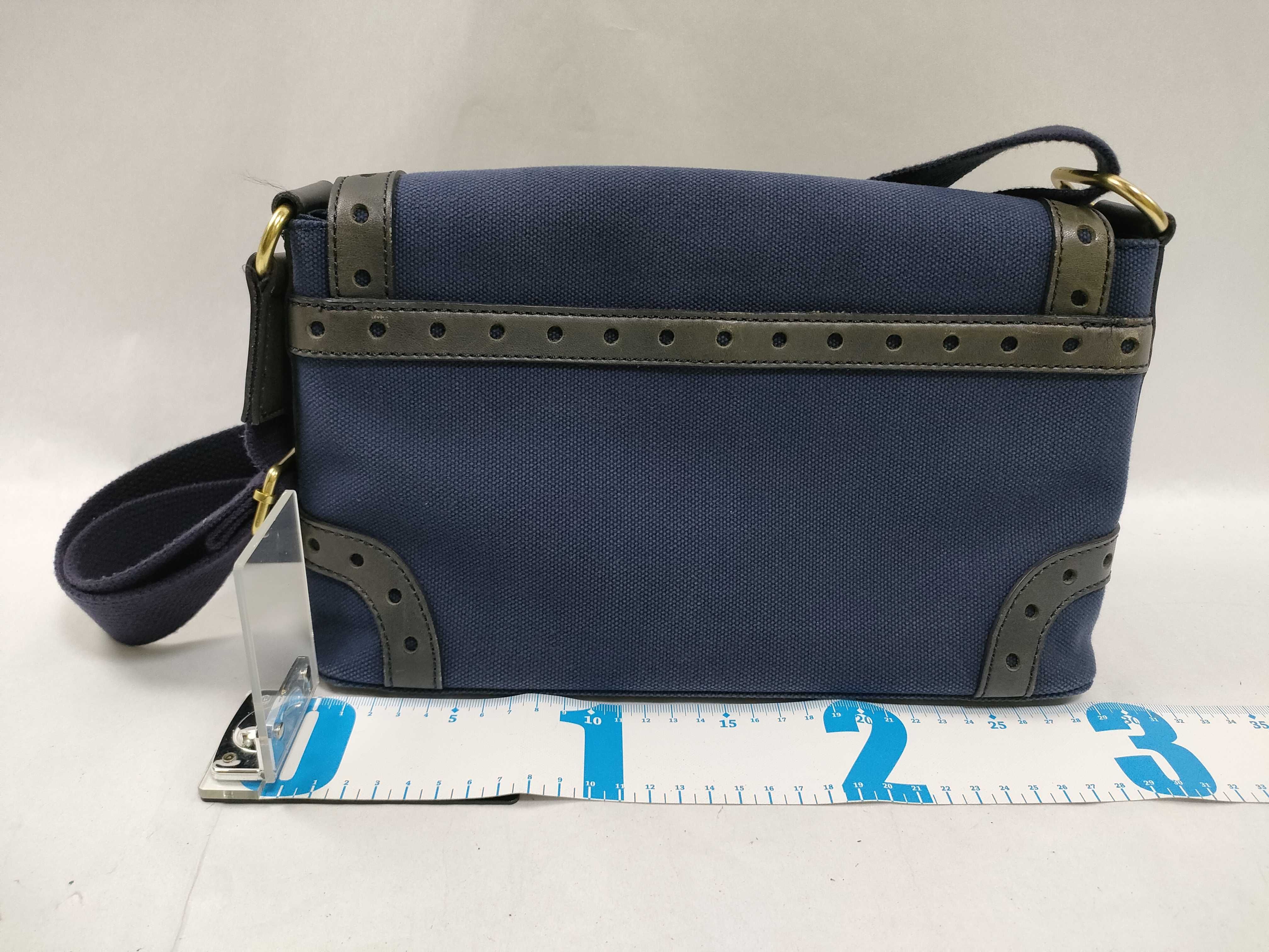 shoulder bag, canvas/leather, blue. — view 2