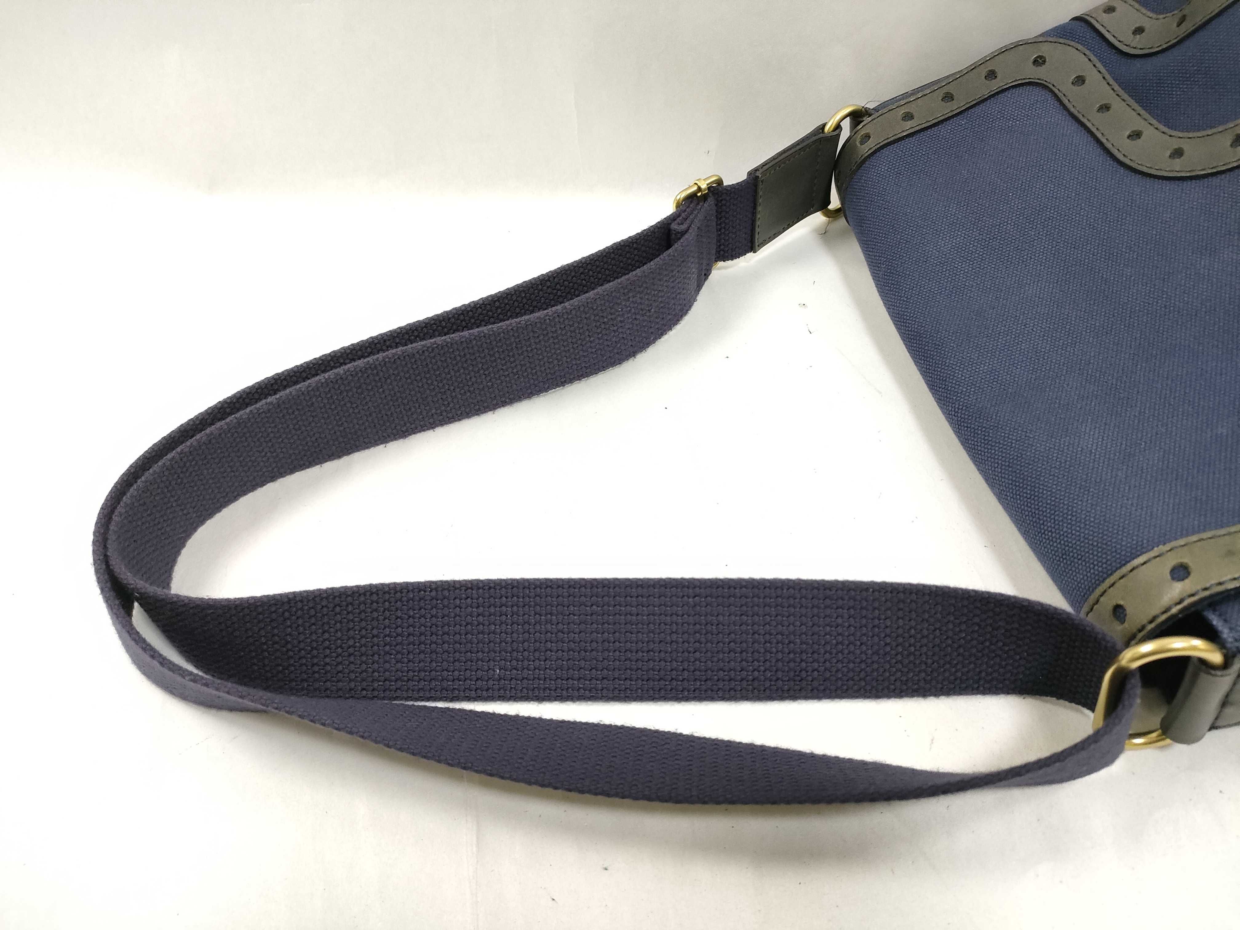 shoulder bag, canvas/leather, blue. — view 3