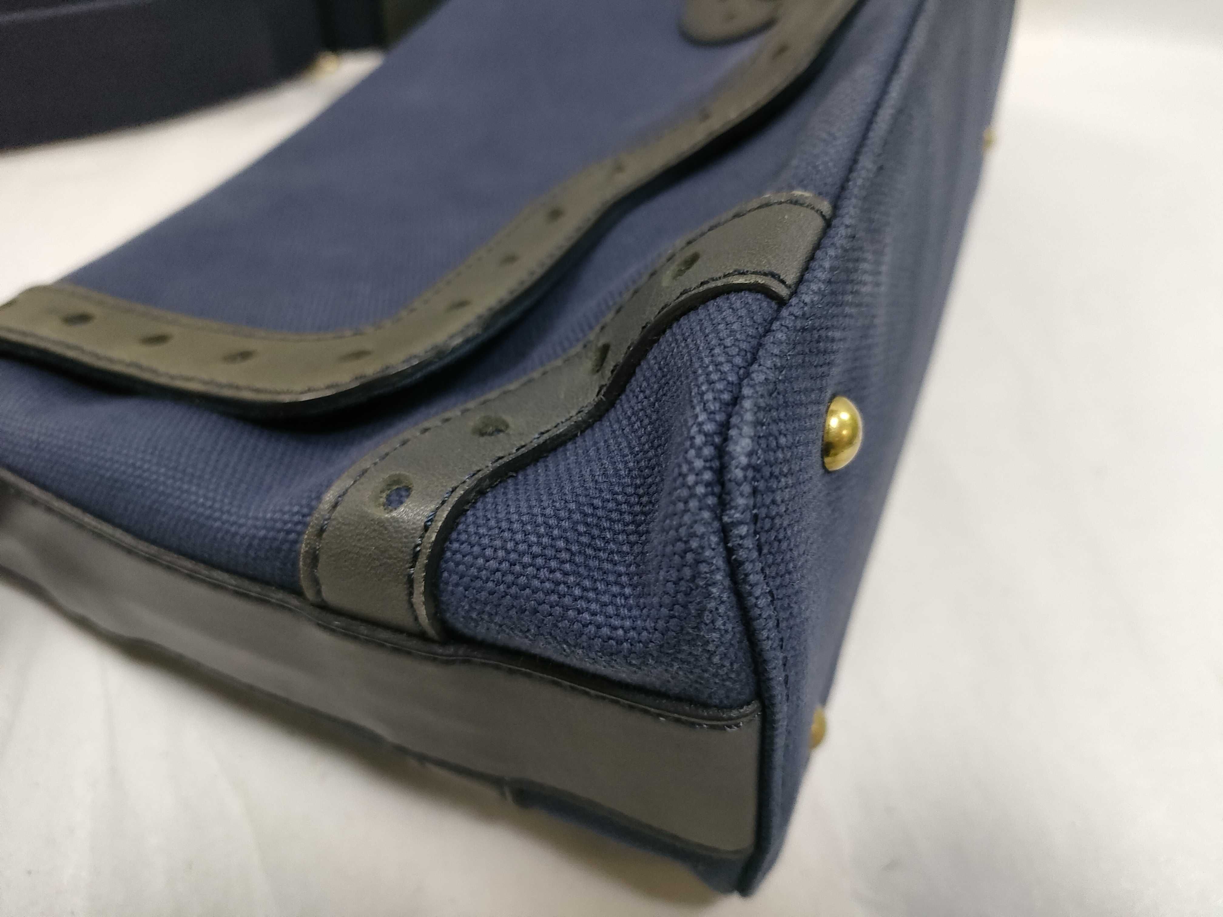 shoulder bag, canvas/leather, blue. — view 6