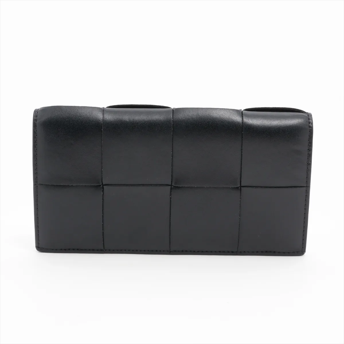 Maxi Intrecciato Cassette Leather Long Wallet Black — view 2
