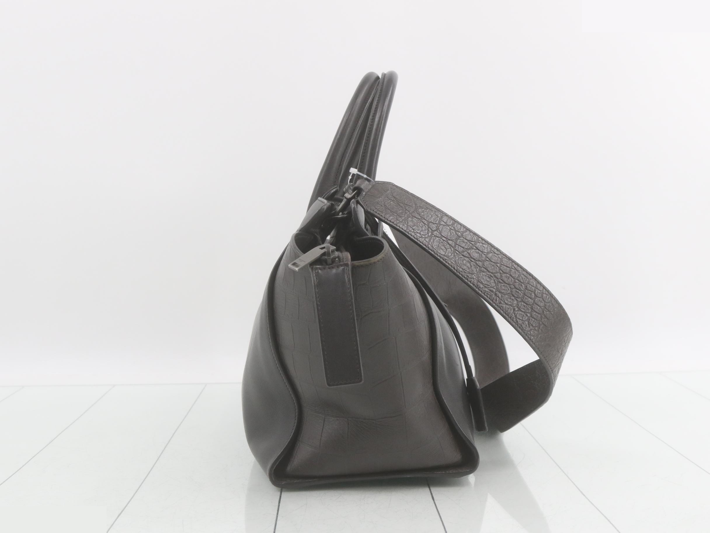 Downtown Cabas 2-way handbag, leather, crocodile embossed, with key ring. — view 4