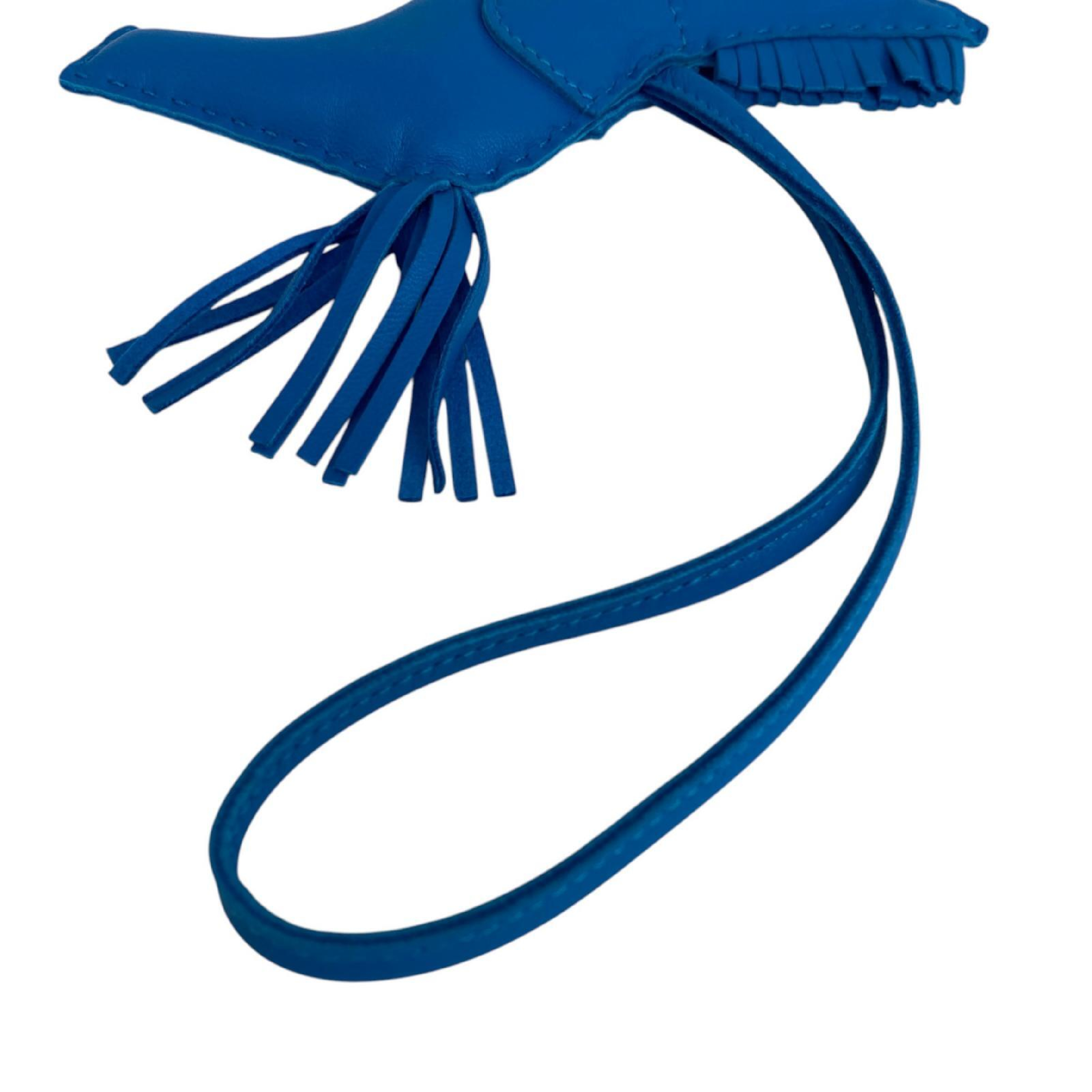 【*Shipped from: Hong Kong*】HERMES ( ) Blue Miro Lambskin Rodeo GM Stamp C Charm — view 6