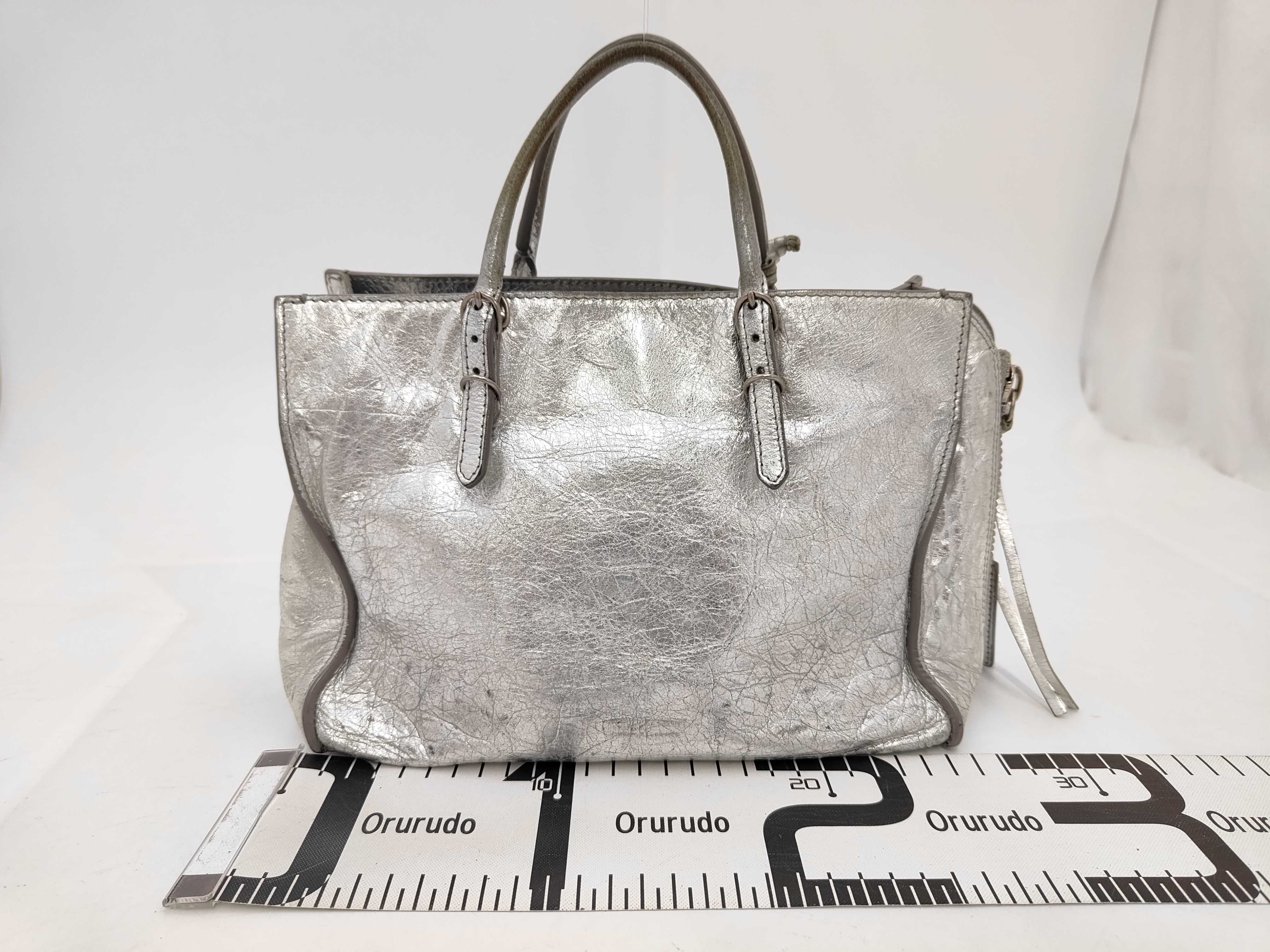 The Paper Mini Leather 2-Way Handbag, Silver, 370926 (Bag) — view 2