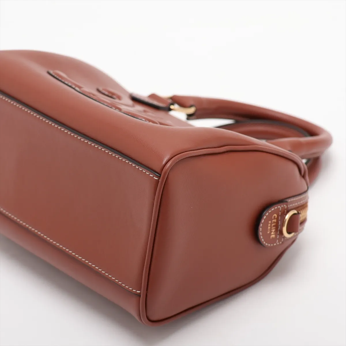 Cuir Triomphe Small Boston Leather 2-Way Handbag, Brown — view 3