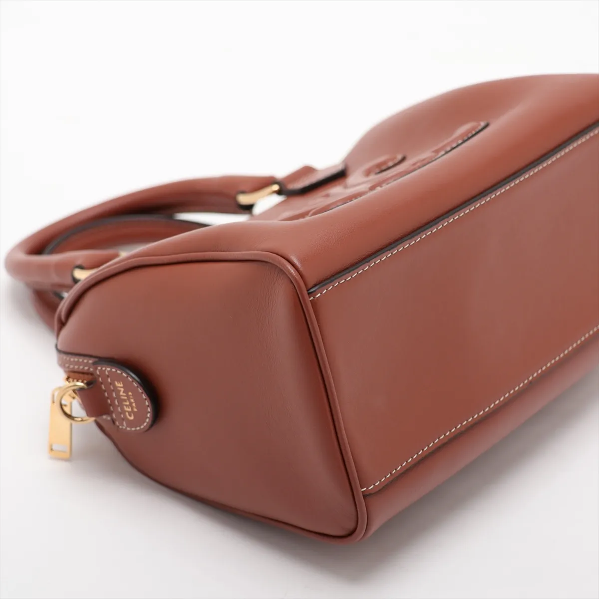 Cuir Triomphe Small Boston Leather 2-Way Handbag, Brown — view 4