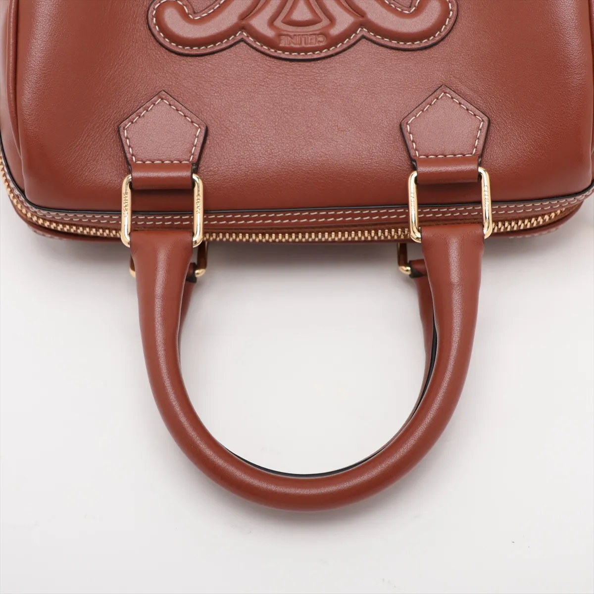 Cuir Triomphe Small Boston Leather 2-Way Handbag, Brown — view 5