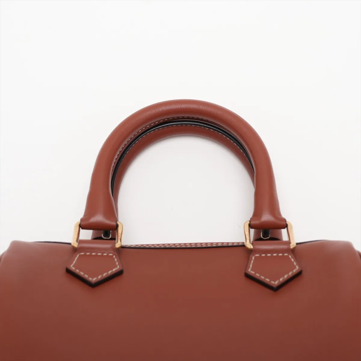 Cuir Triomphe Small Boston Leather 2-Way Handbag, Brown — view 6