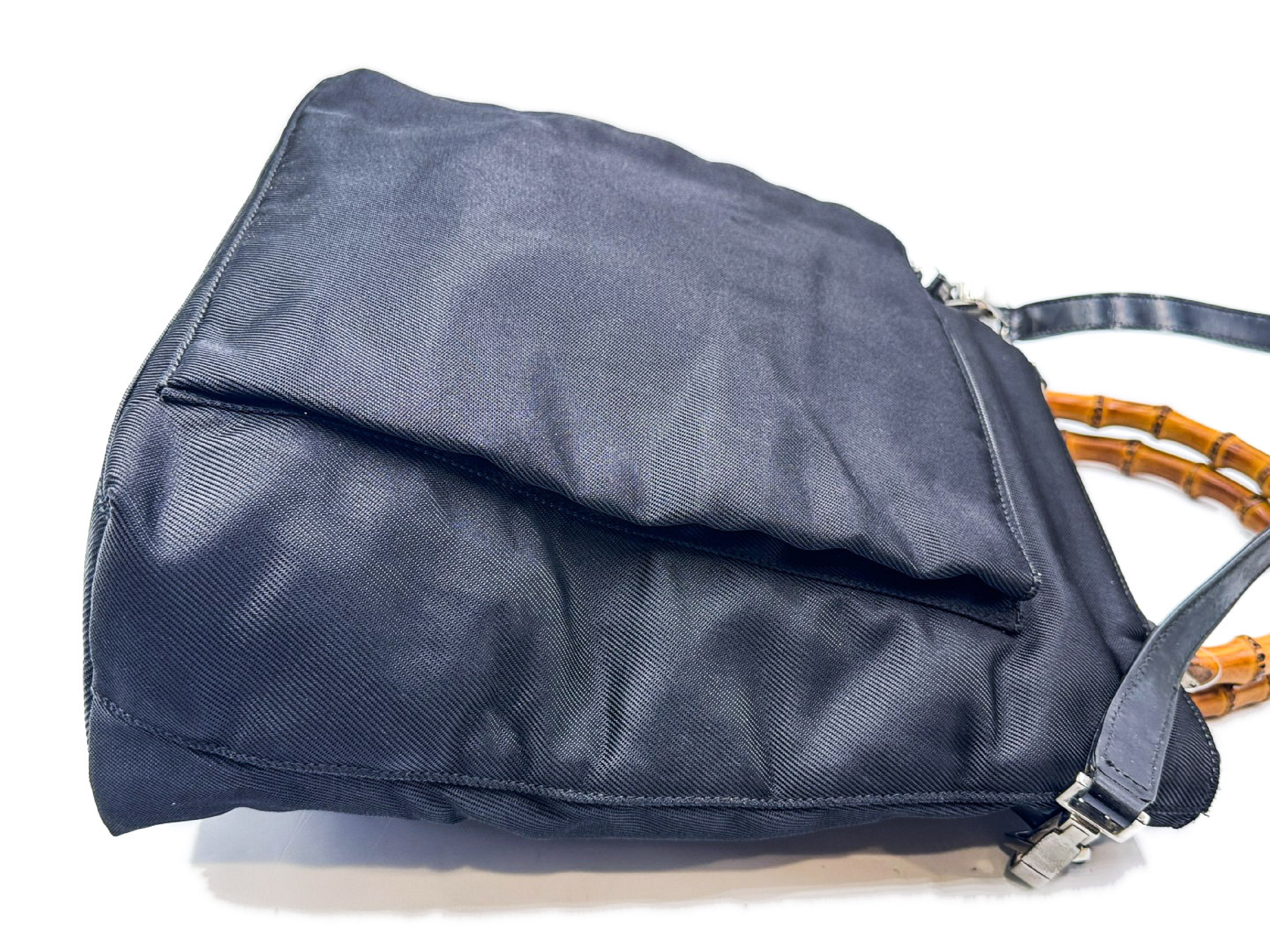 Bamboo 2-way strap tote bag, black with silver hardware, 002.2122. — view 5
