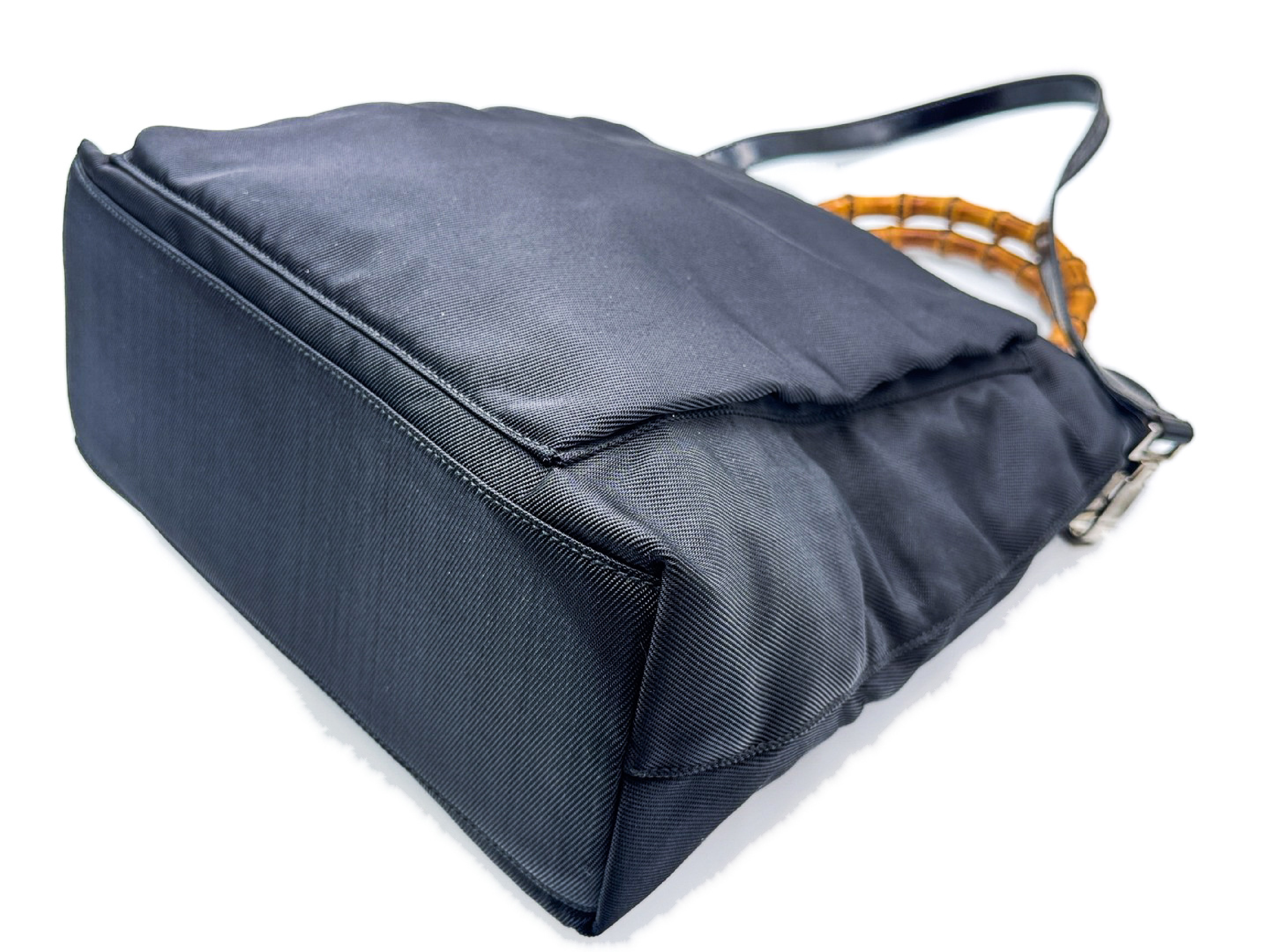 Bamboo 2-way strap tote bag, black with silver hardware, 002.2122. — view 7