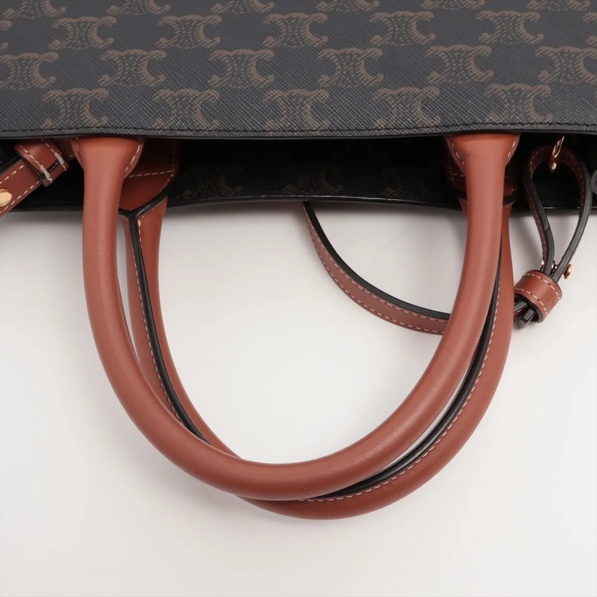 Triomphe Vertical Cover PVC x Leather 2WAY Tote Bag Brown — view 5