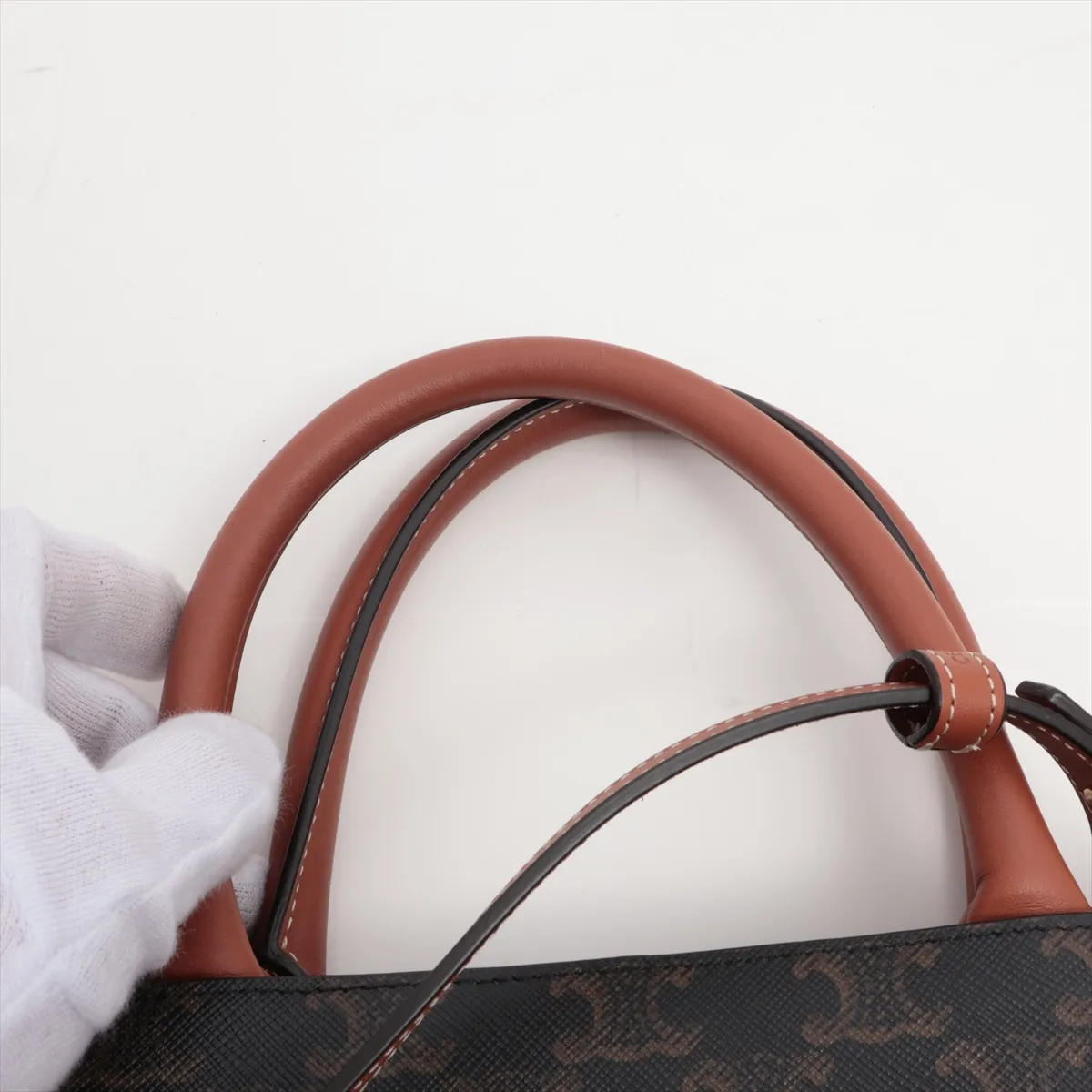 Triomphe Vertical Cover PVC x Leather 2WAY Tote Bag Brown — view 6