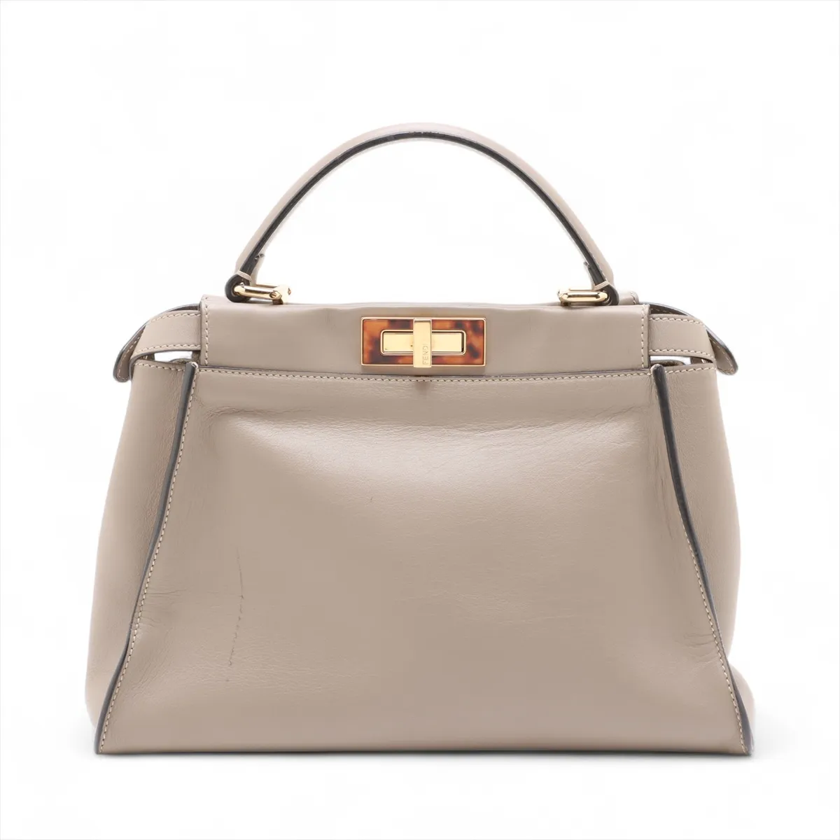 Peekaboo Regular Leather Handbag, Greige, 8BN290 — view 2