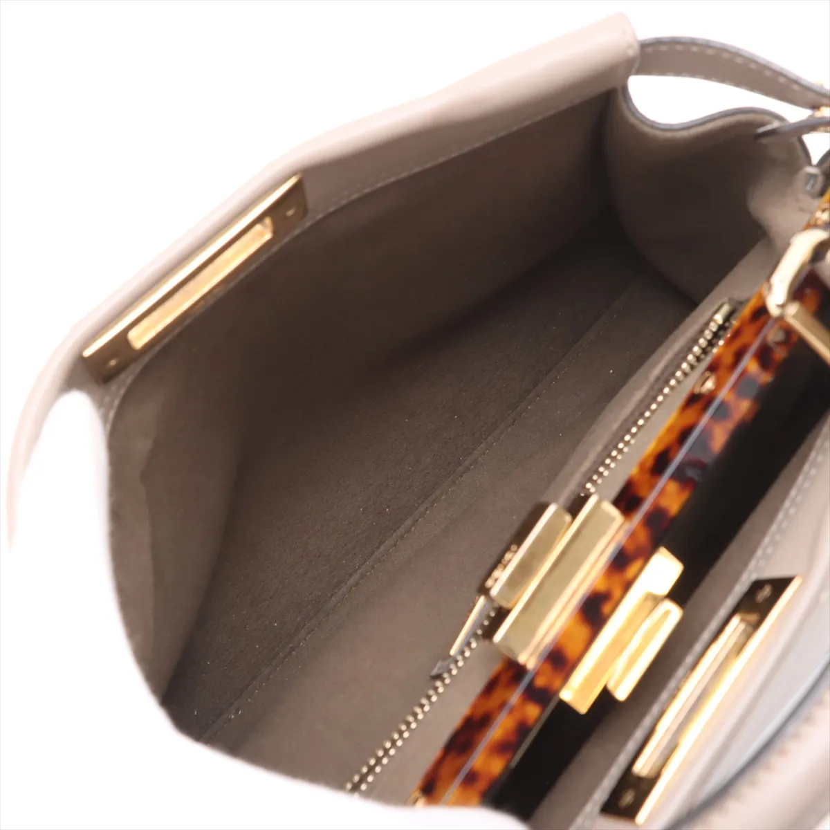 Peekaboo Regular Leather Handbag, Greige, 8BN290 — view 7