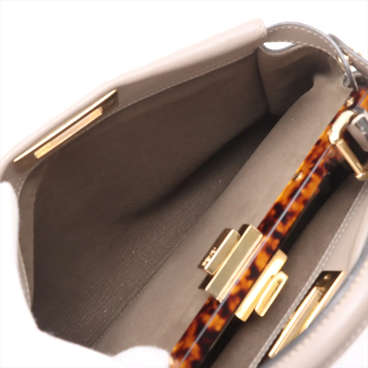 Peekaboo Regular Leather Handbag, Greige, 8BN290 — view 8
