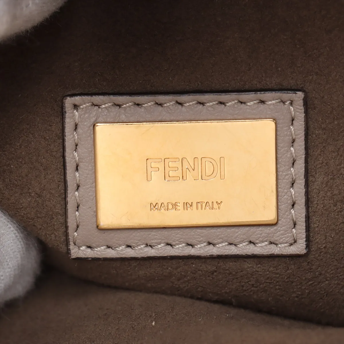 Peekaboo Regular Leather Handbag, Greige, 8BN290 — view 10