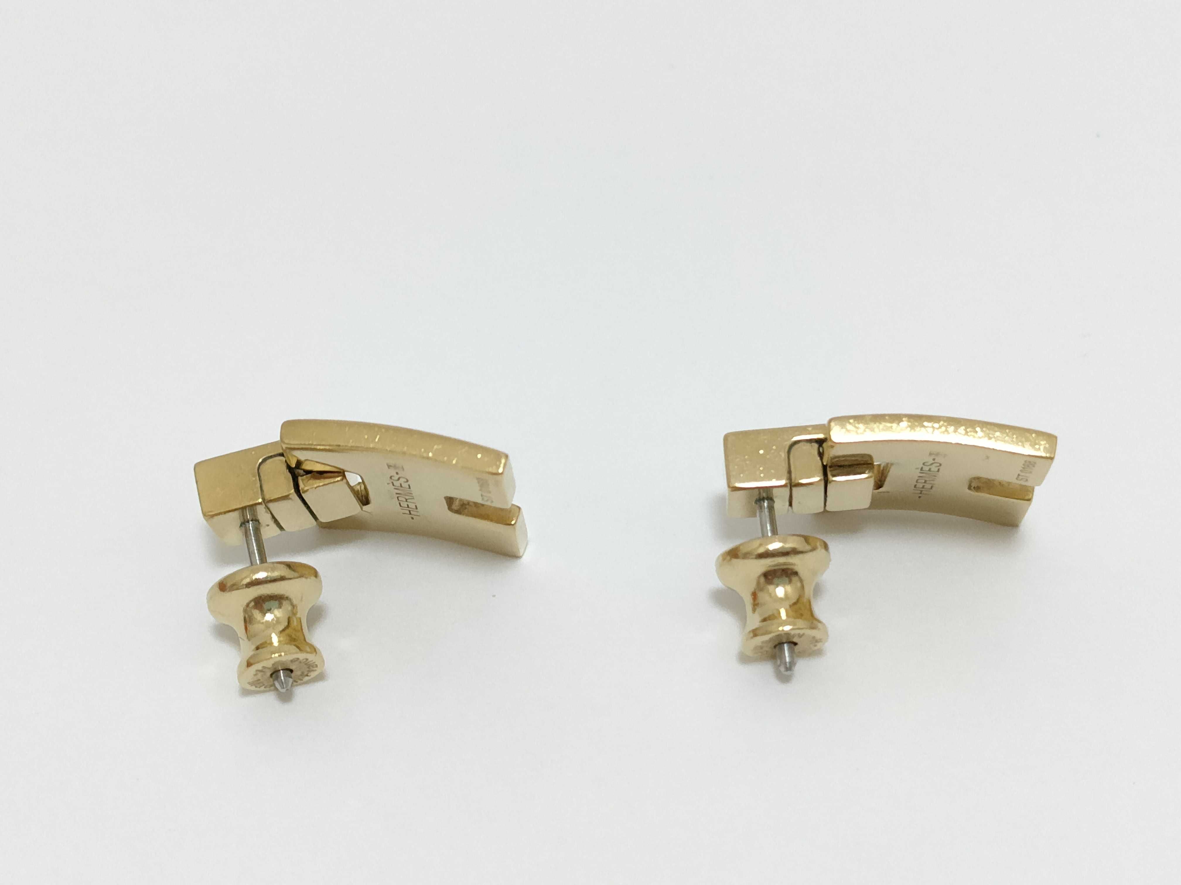 Eileen Earrings, Beige with Gold Hardware, Hermes Earrings — view 3