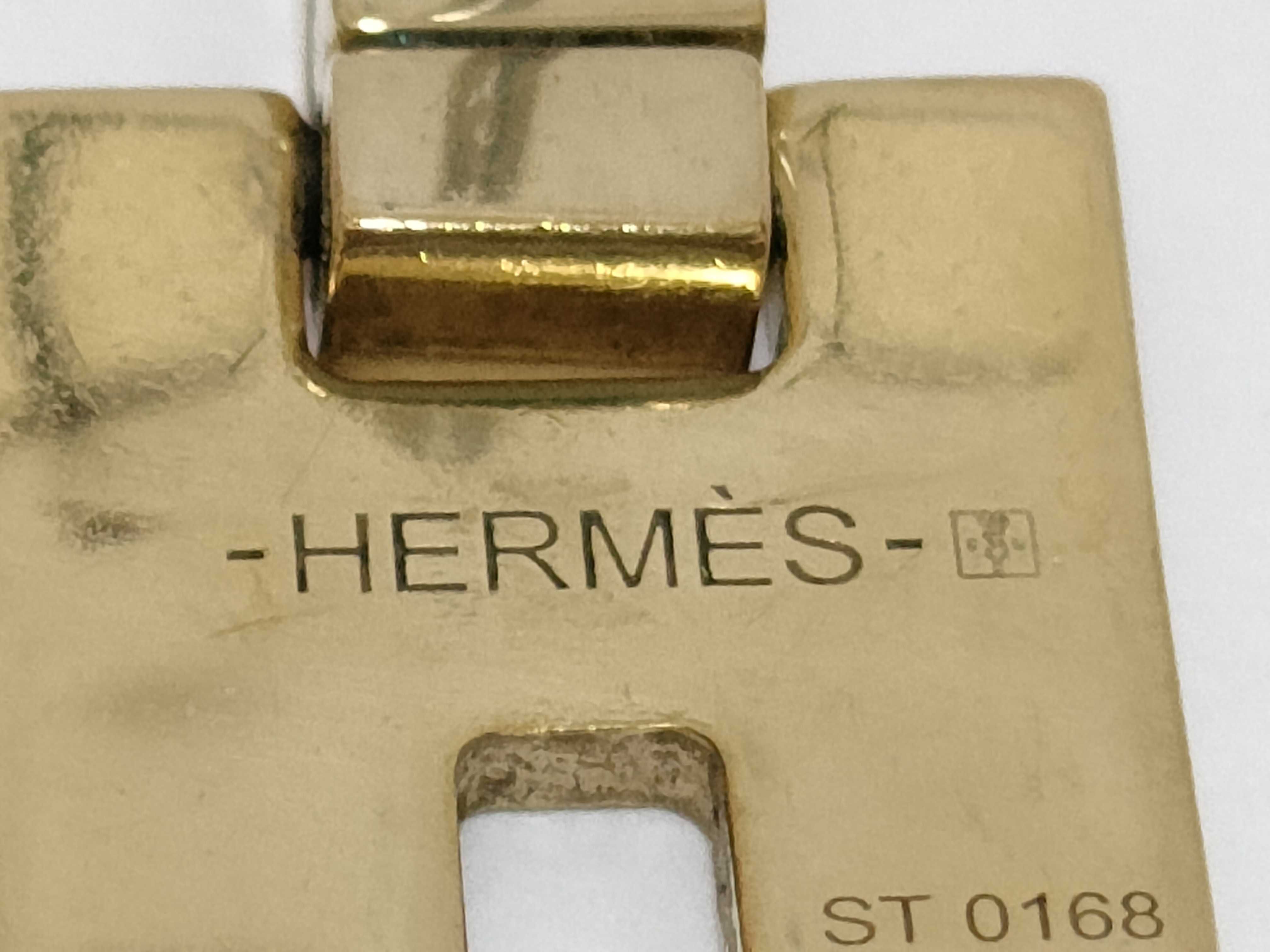 Eileen Earrings, Beige with Gold Hardware, Hermes Earrings — view 5