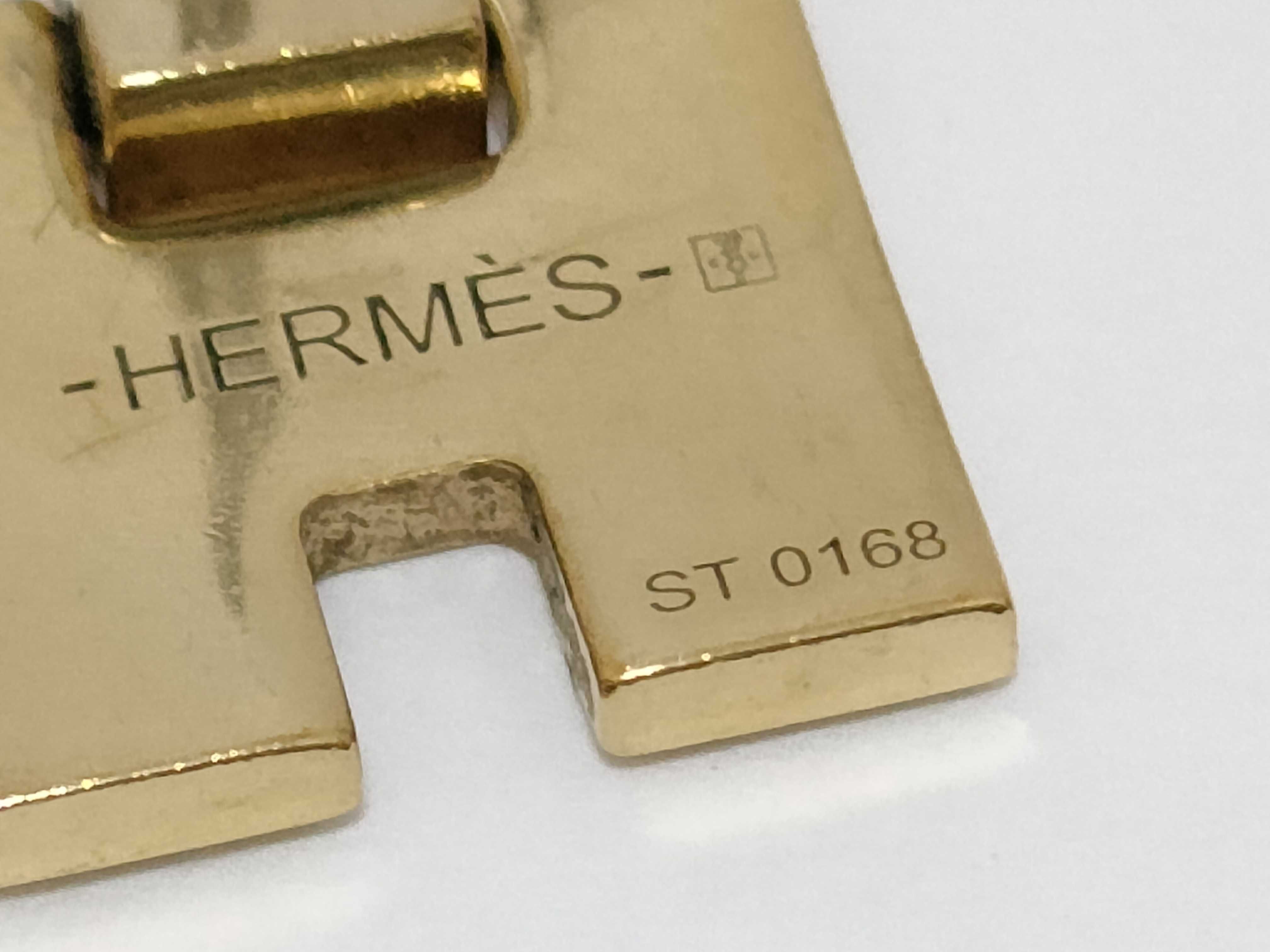 Eileen Earrings, Beige with Gold Hardware, Hermes Earrings — view 6