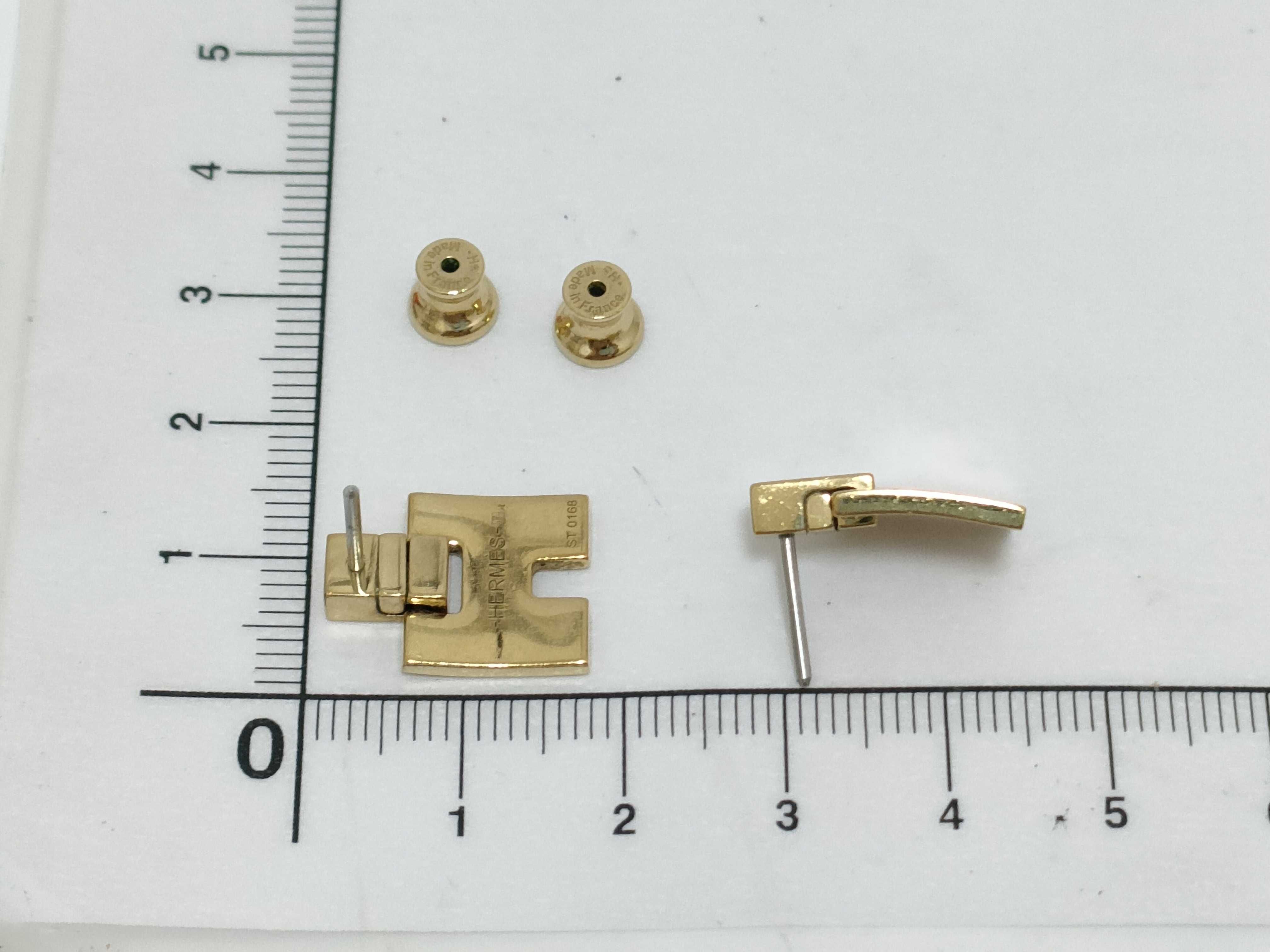 Eileen Earrings, Beige with Gold Hardware, Hermes Earrings — view 7