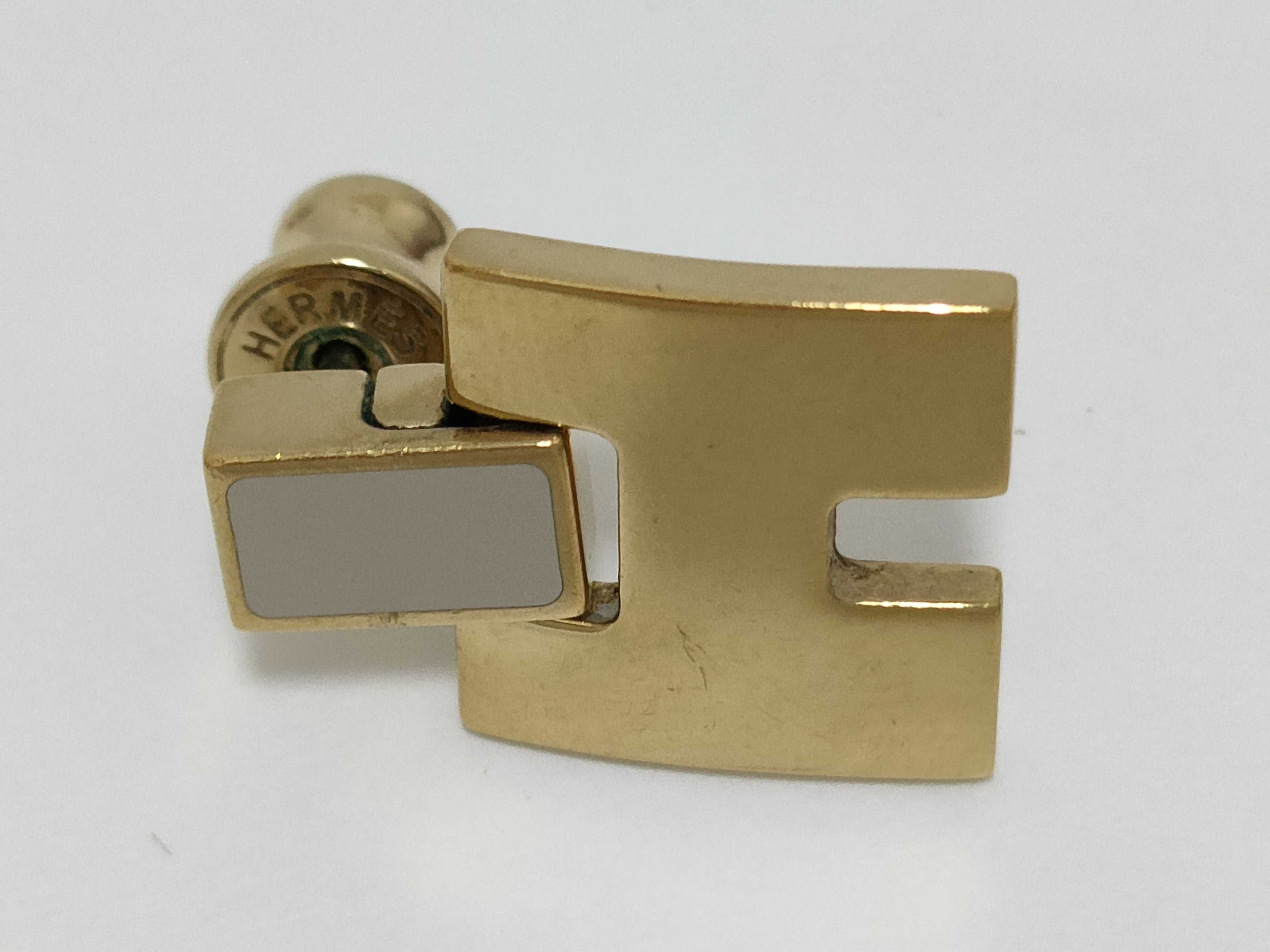 Eileen Earrings, Beige with Gold Hardware, Hermes Earrings — view 9