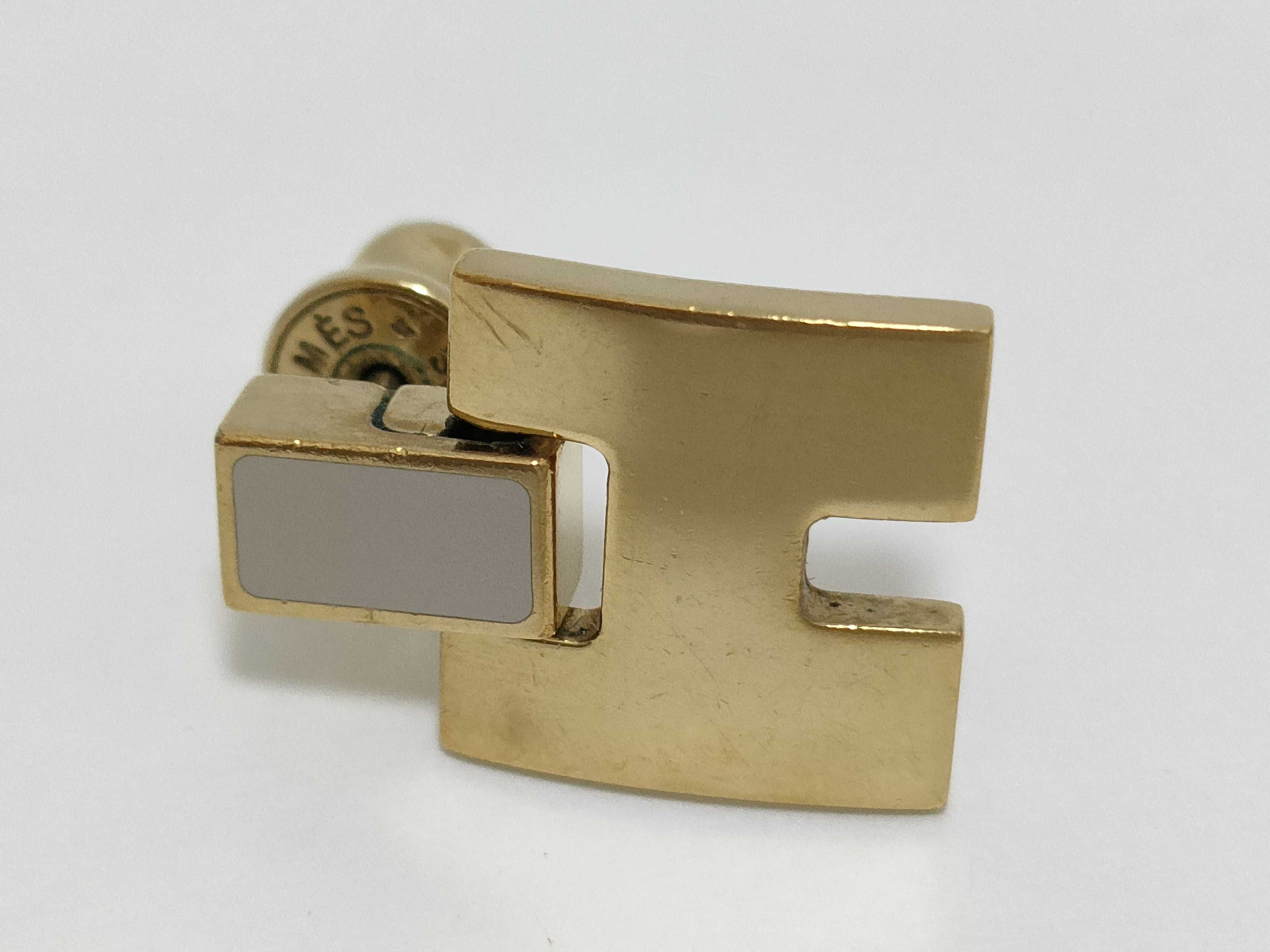 Eileen Earrings, Beige with Gold Hardware, Hermes Earrings — view 10
