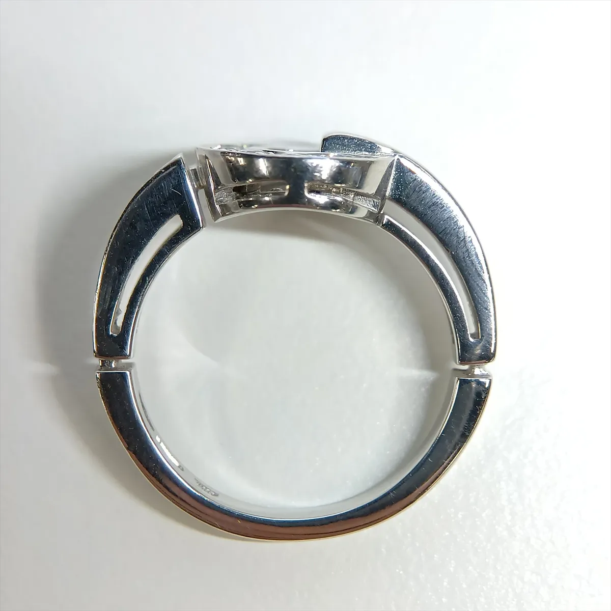 Diamond Ring, 750 (WG), 4.9g, small chipped stone, resizing, drilled hole. — view 5